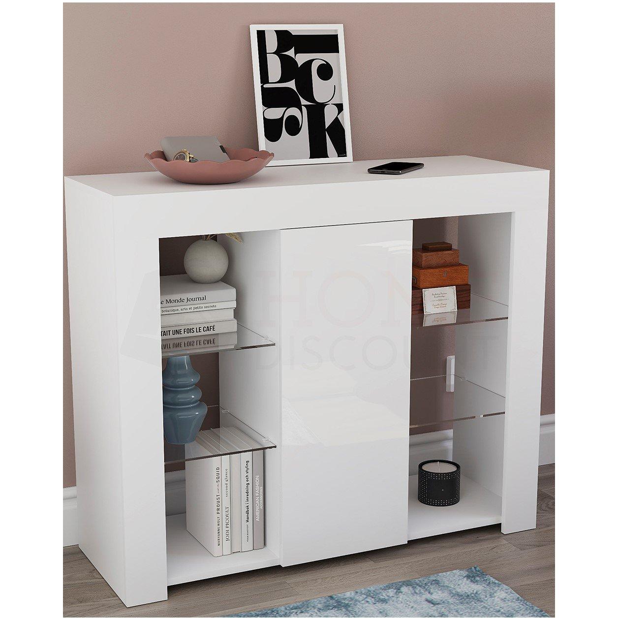 White - Lassic - Azura 1 Door Multi LED Sideboard Large - 9