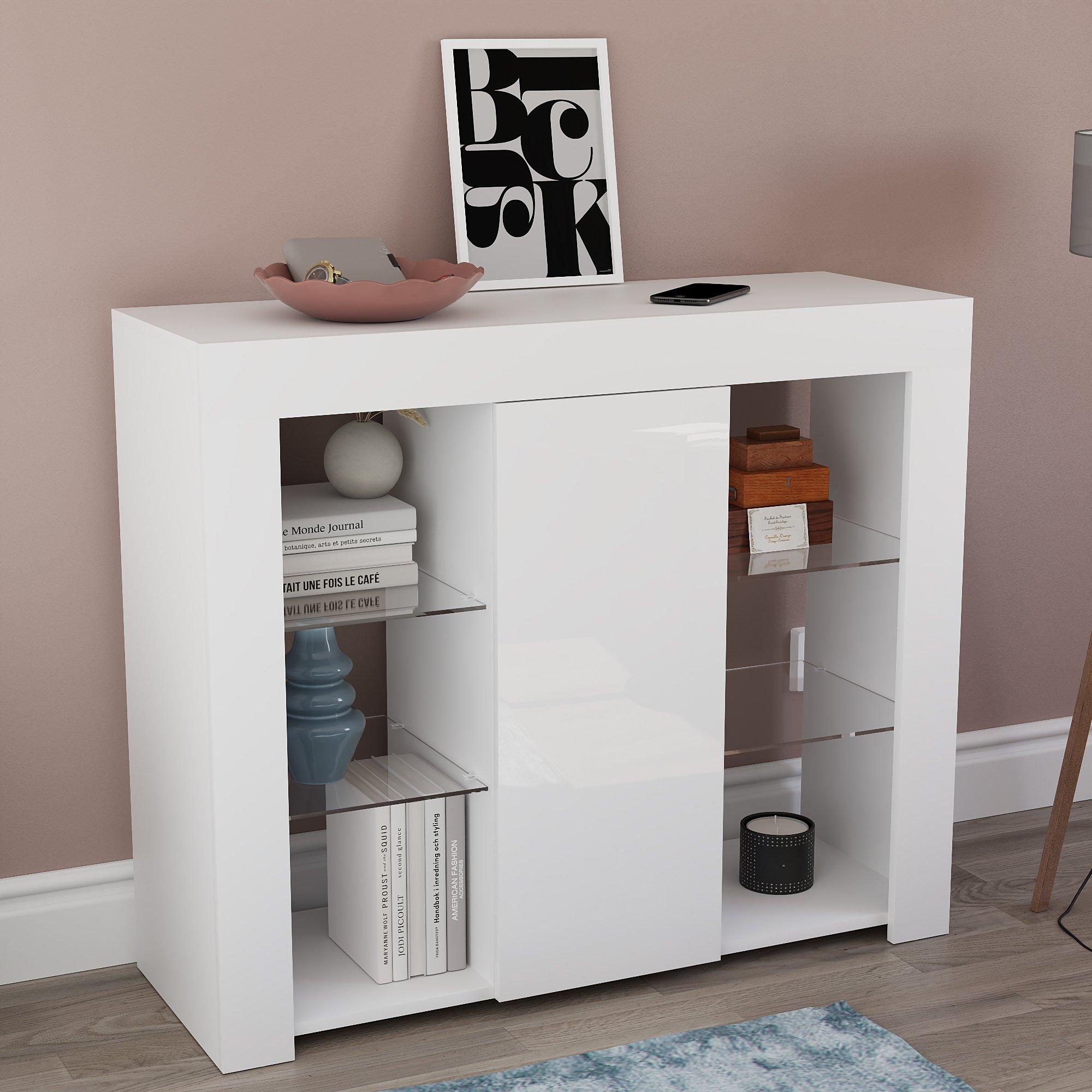 White - Lassic - Azura 1 Door Multi LED Sideboard Large - 10