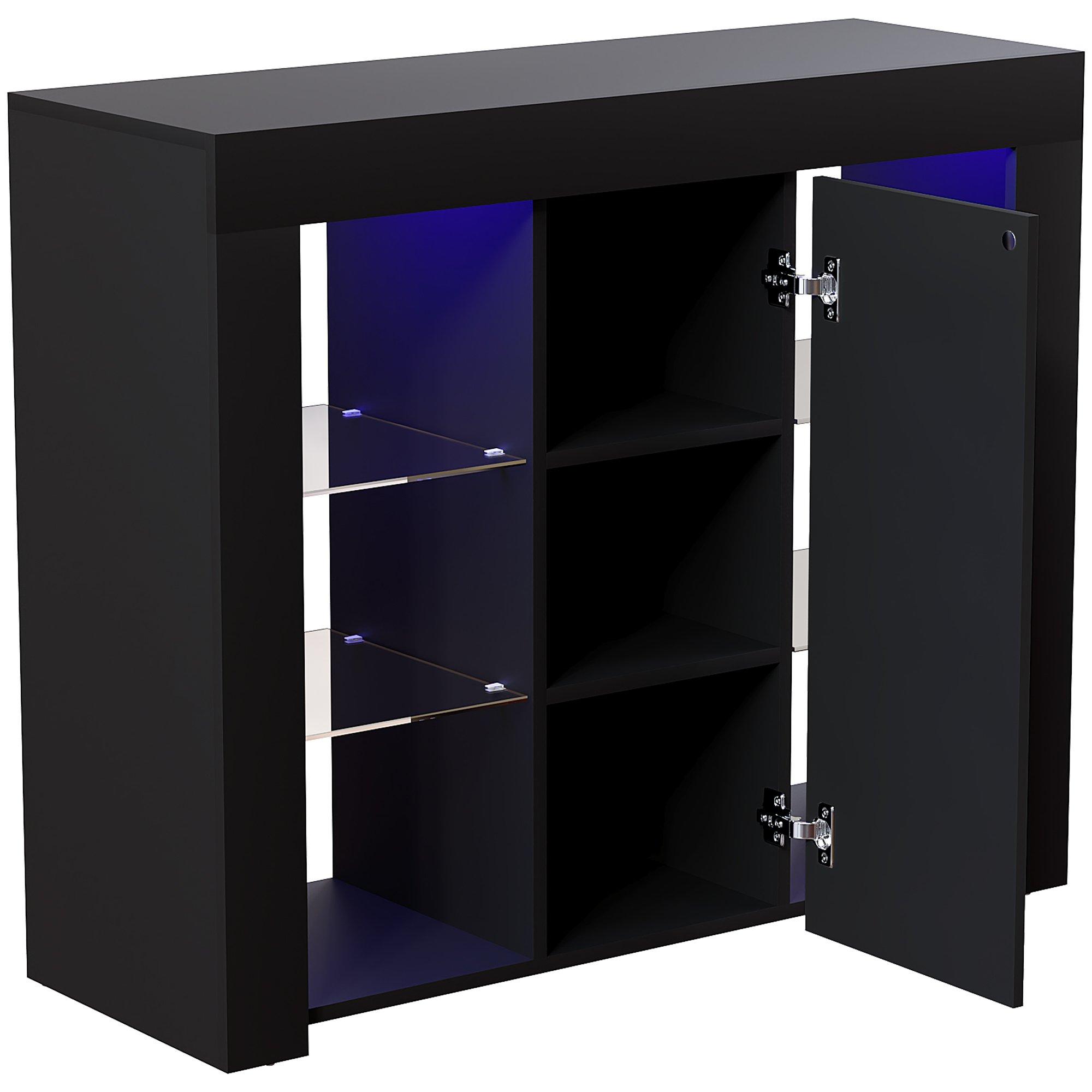 Black - Lassic - Azura 1 Door Multi LED Sideboard Large - 9