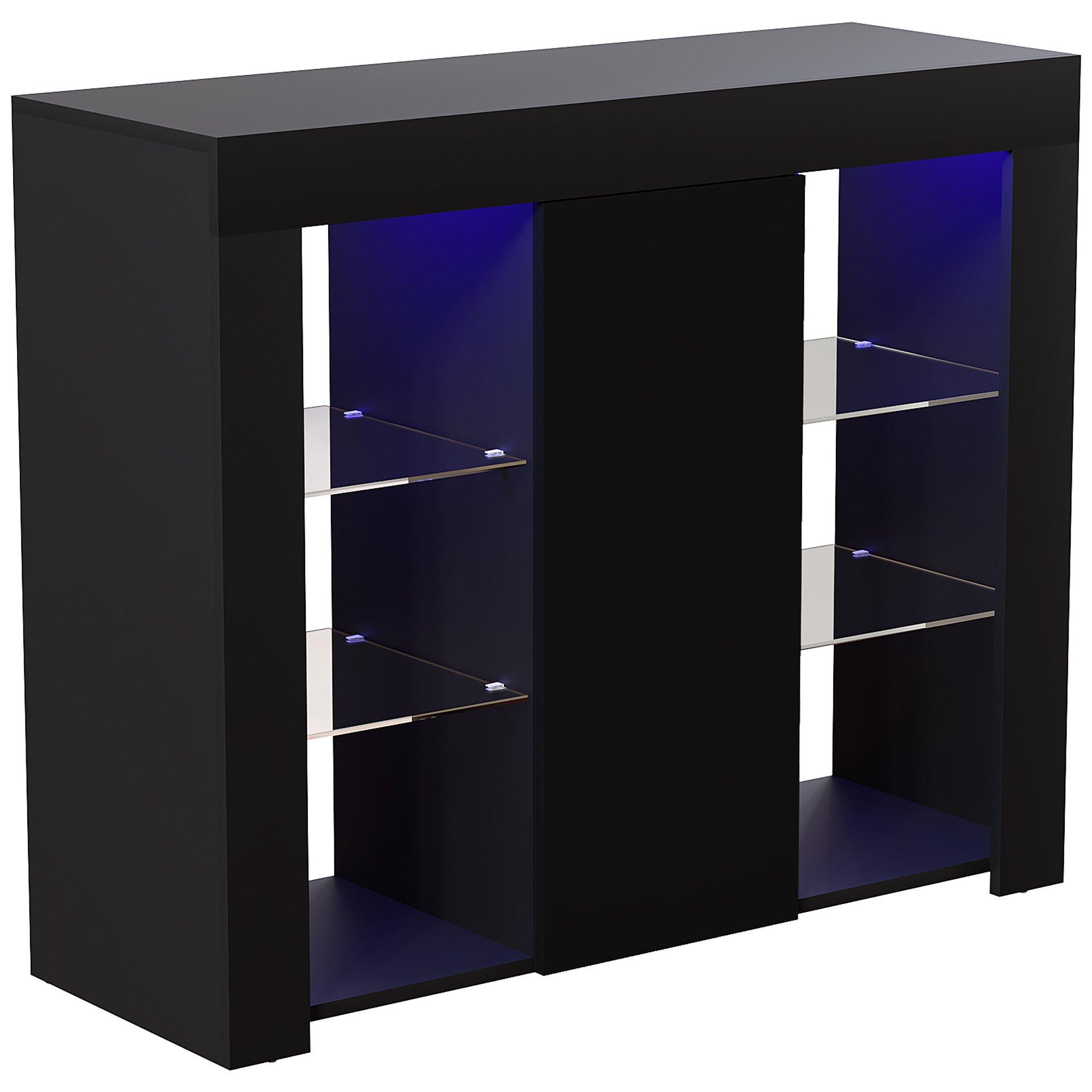 Black - Lassic - Azura 1 Door Multi LED Sideboard Large - 10