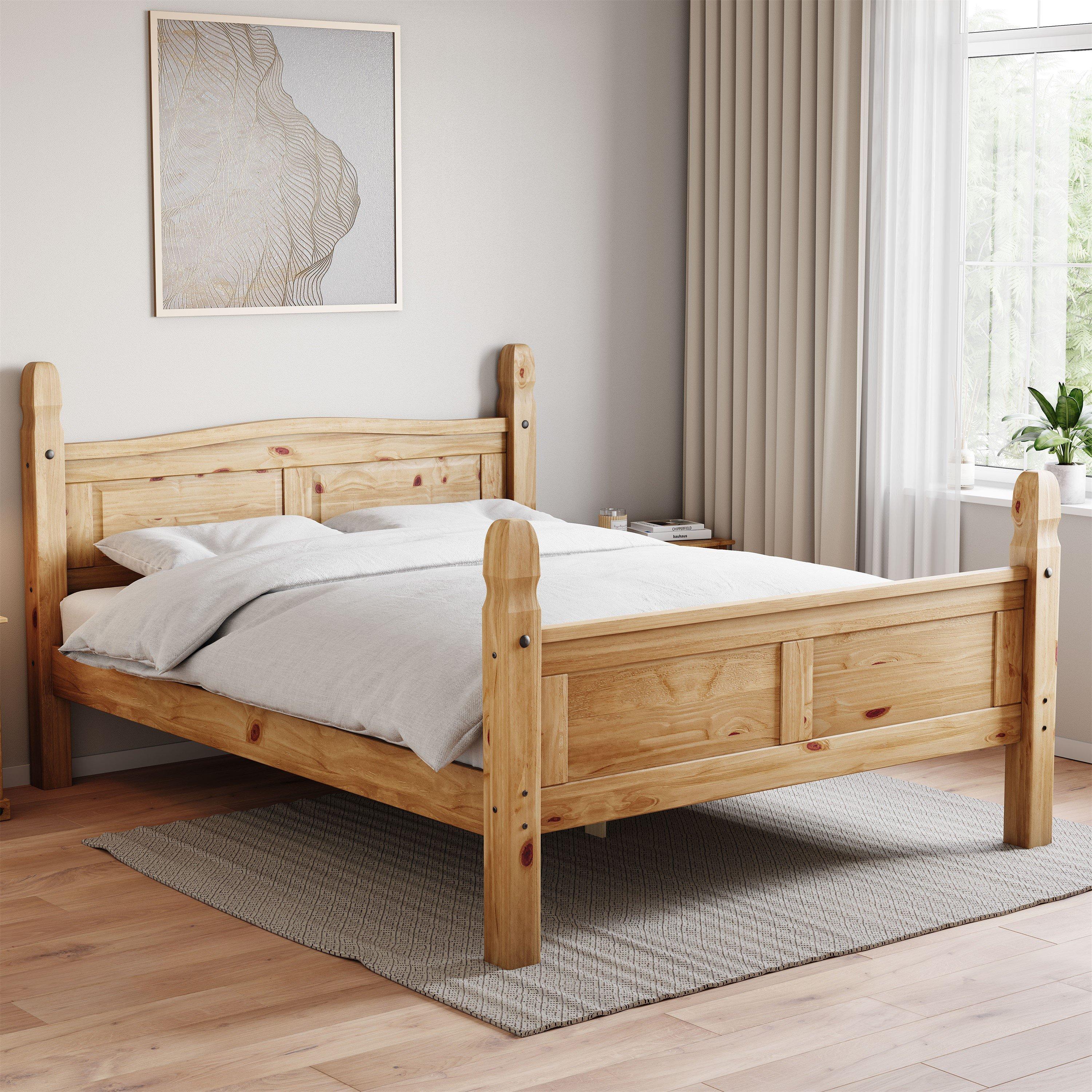 Pine - Lassic - Vida Designs Corona Double Bed High Foot End - 1