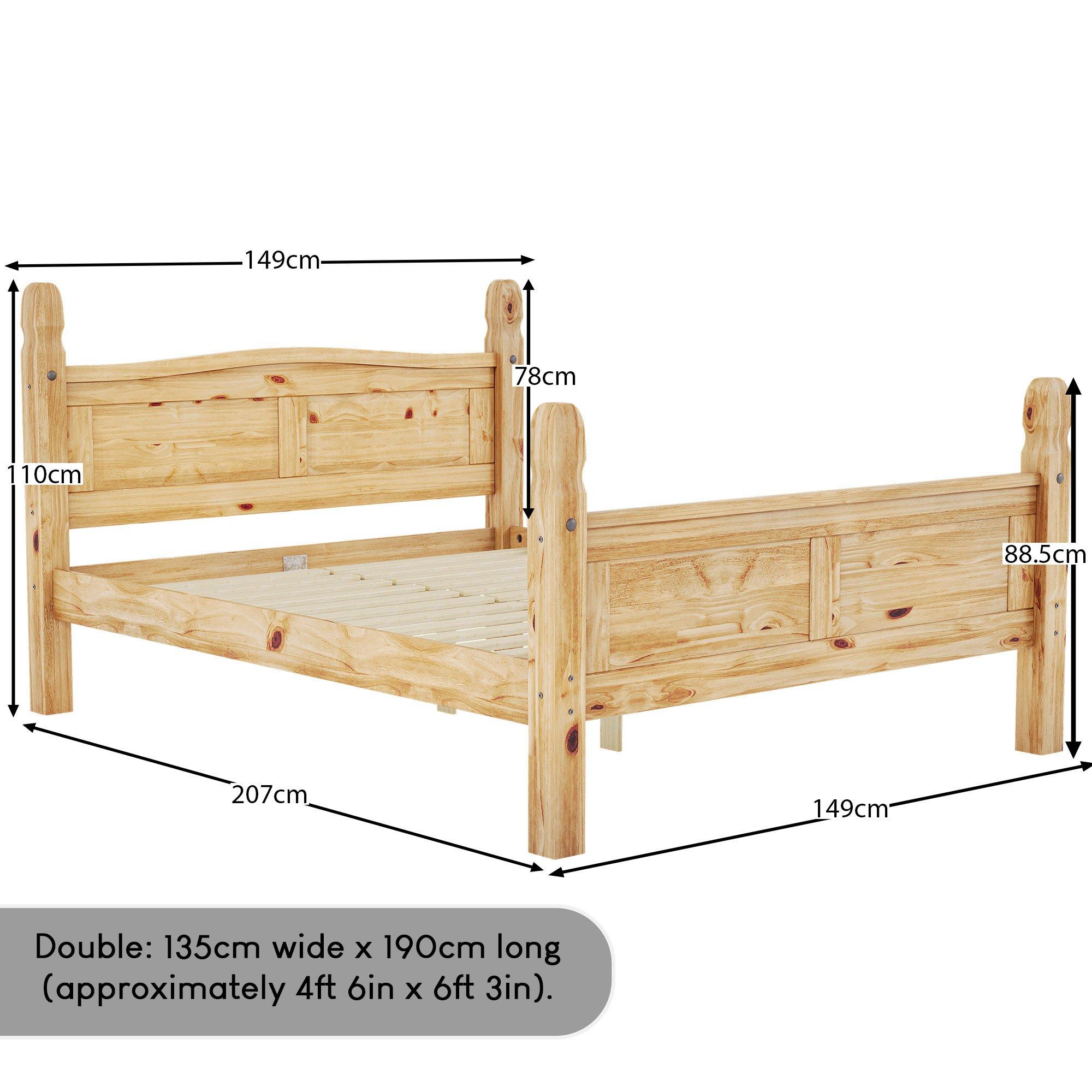 Pine - Lassic - Vida Designs Corona Double Bed High Foot End - 2