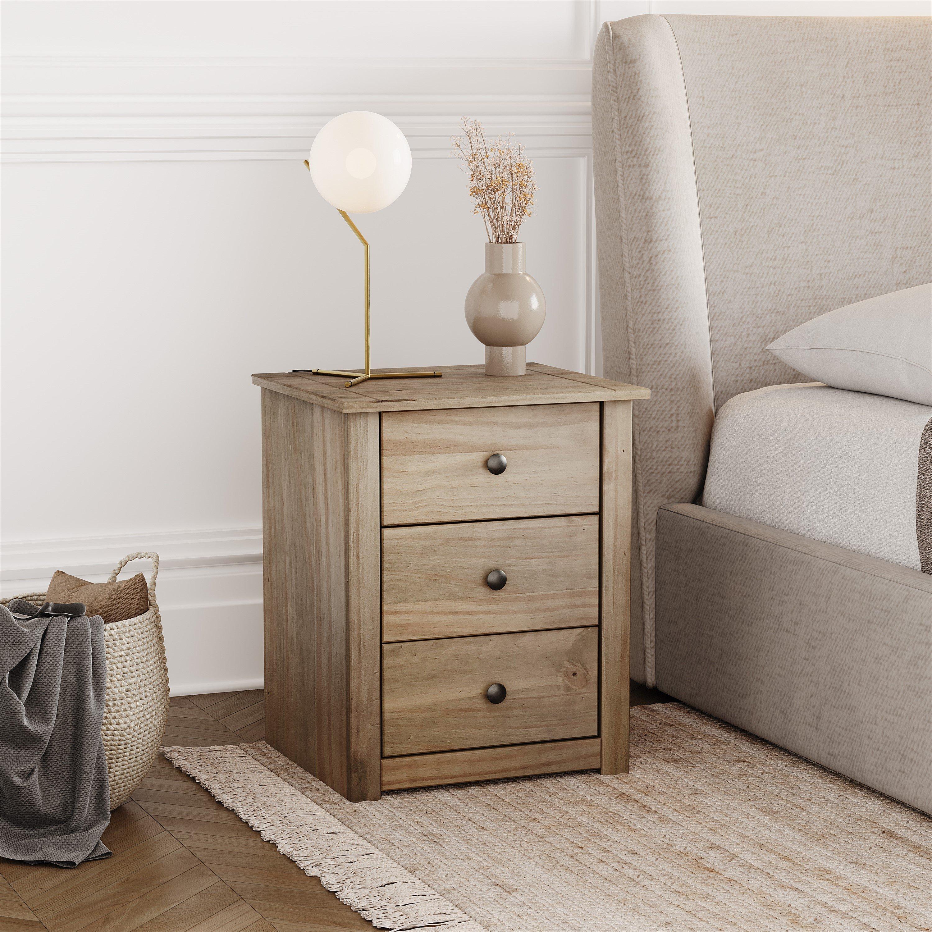 Lassic  Vida Designs Panama 3 Drawer Bedside Chest - Pine - 3 Drawer