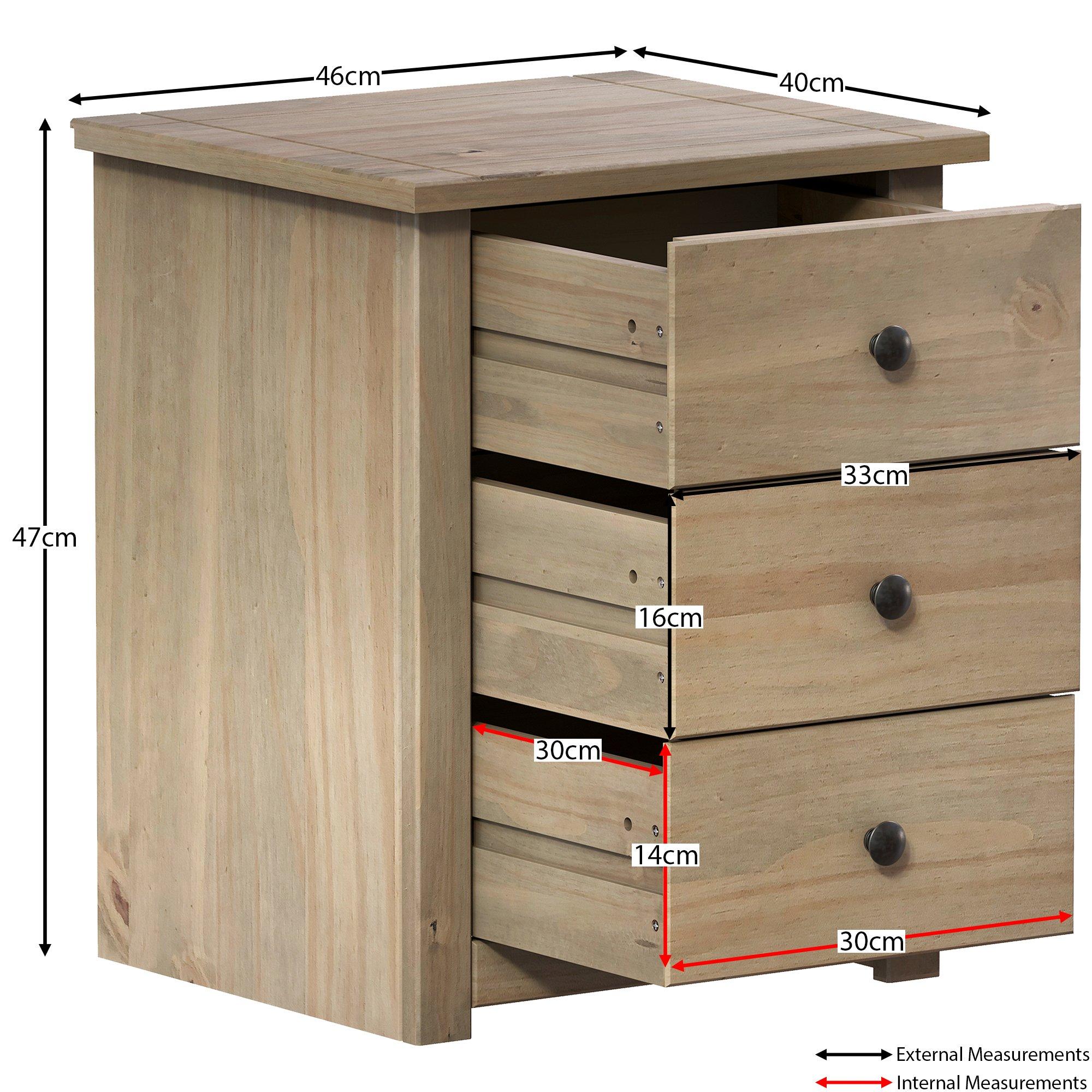 Pine - Lassic - Vida Designs Panama 3 Drawer Bedside Chest - 2