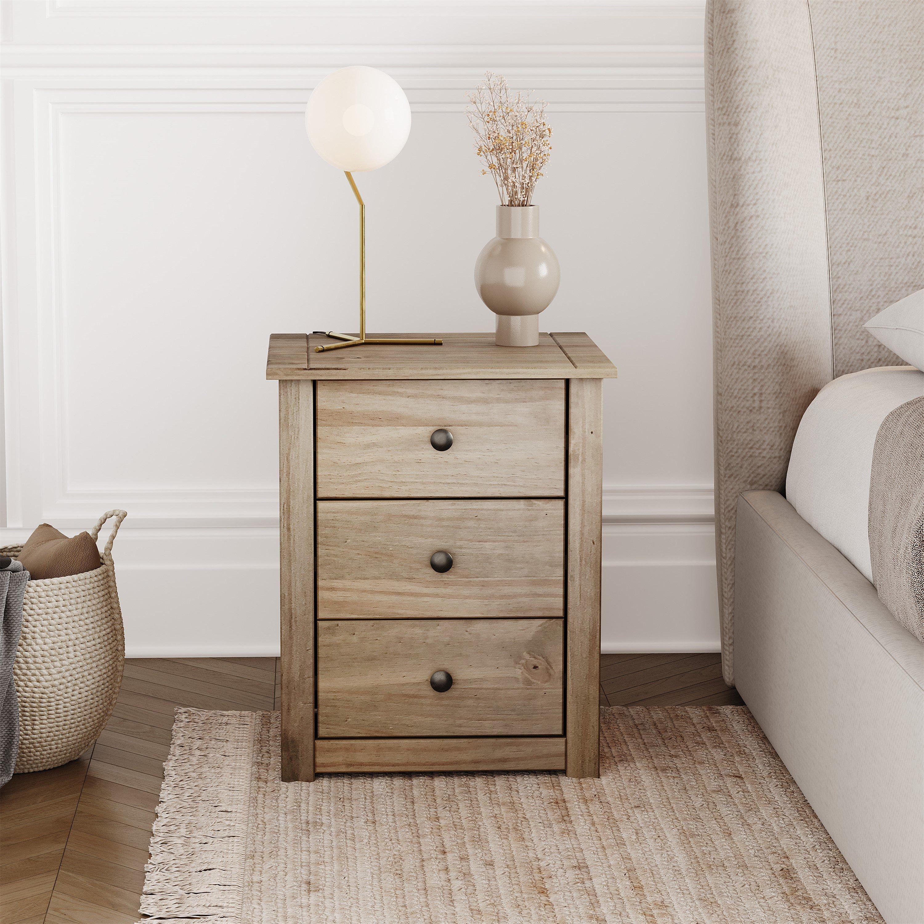 Pine - Lassic - Vida Designs Panama 3 Drawer Bedside Chest - 3