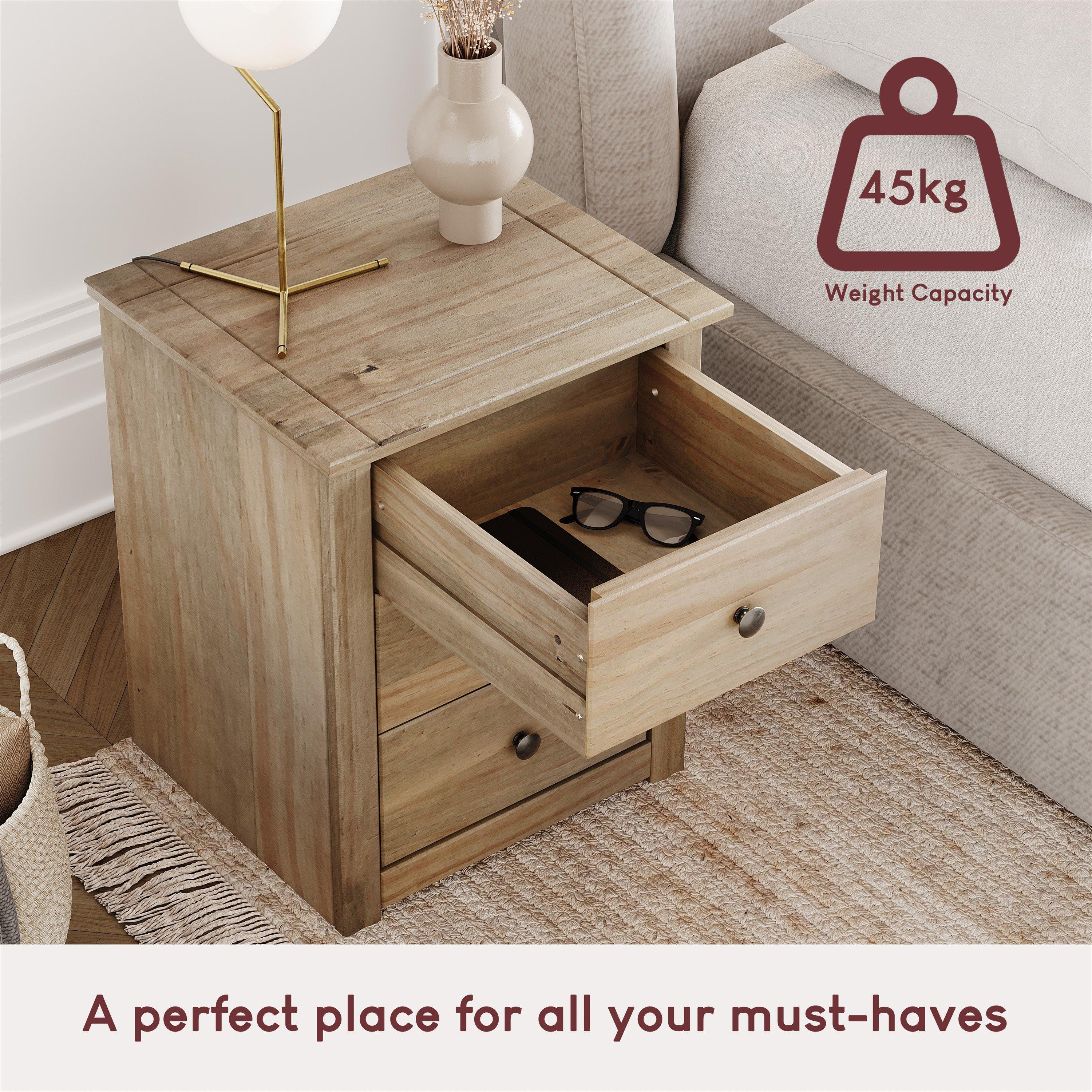 Pine - Lassic - Vida Designs Panama 3 Drawer Bedside Chest - 4