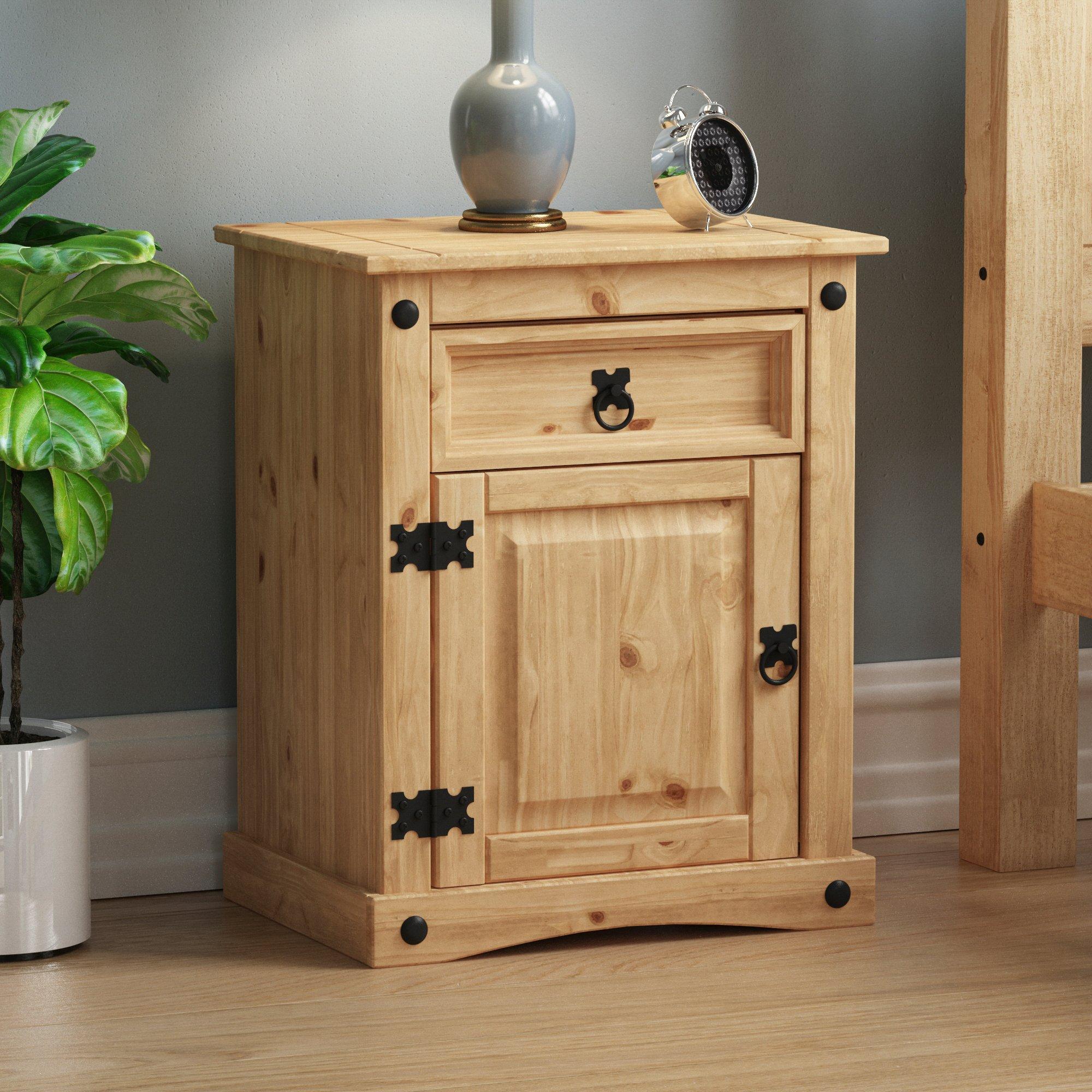 Lassic Corona 1 Drawer 1 Door Bedside Cabinet - Pine
