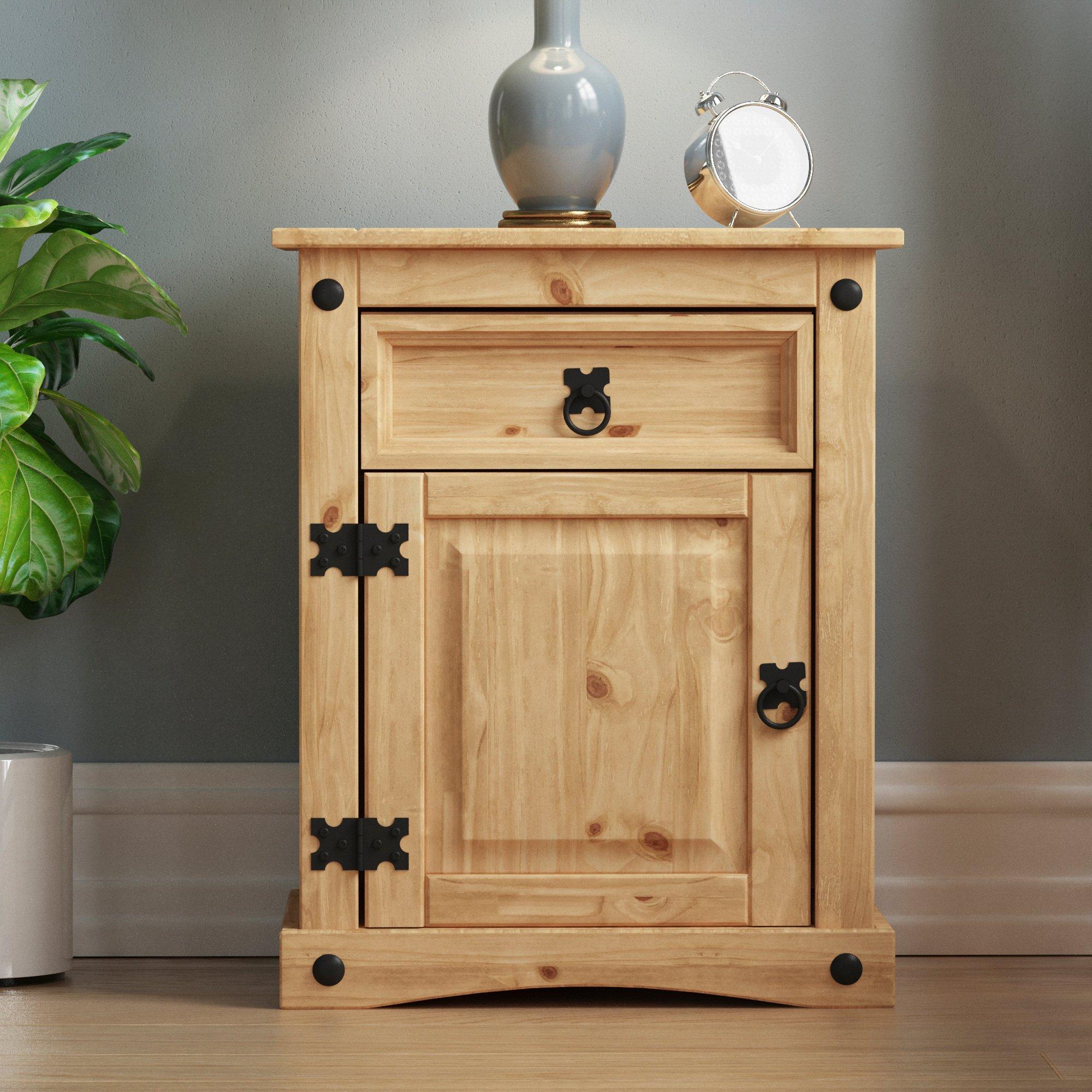 Pine - Lassic - Corona 1 Drawer 1 Door Bedside Cabinet - 3