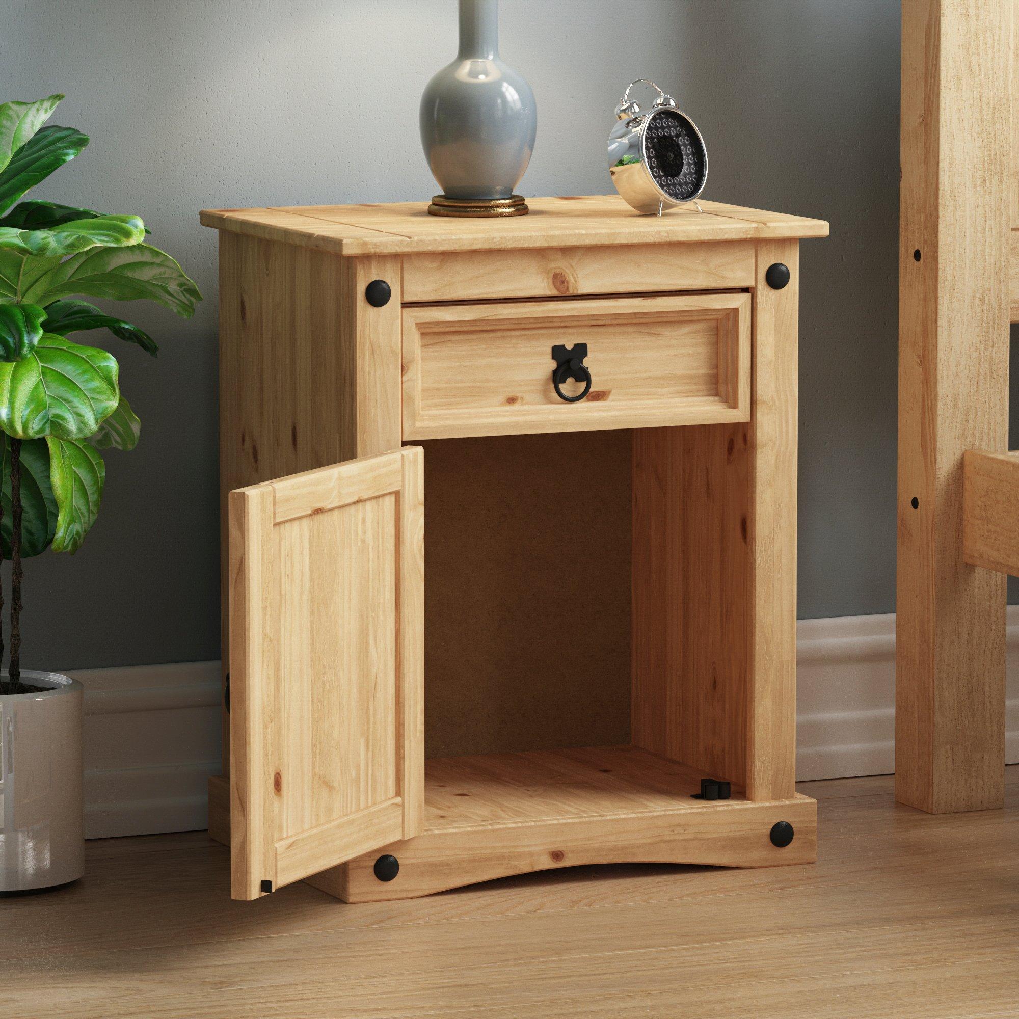 Pine - Lassic - Corona 1 Drawer 1 Door Bedside Cabinet - 4
