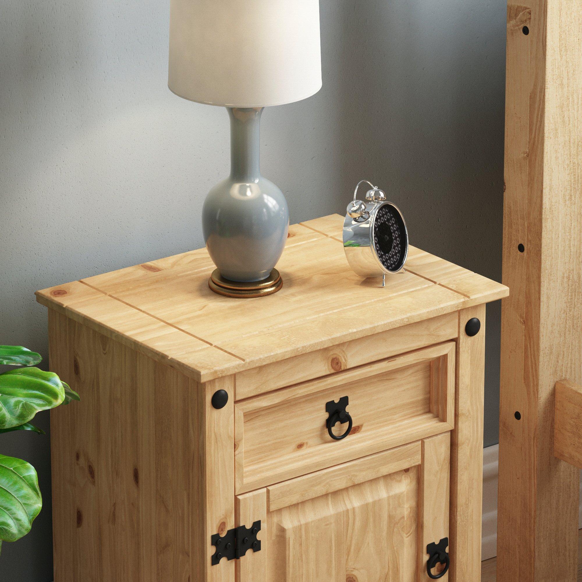 Pine - Lassic - Corona 1 Drawer 1 Door Bedside Cabinet - 5