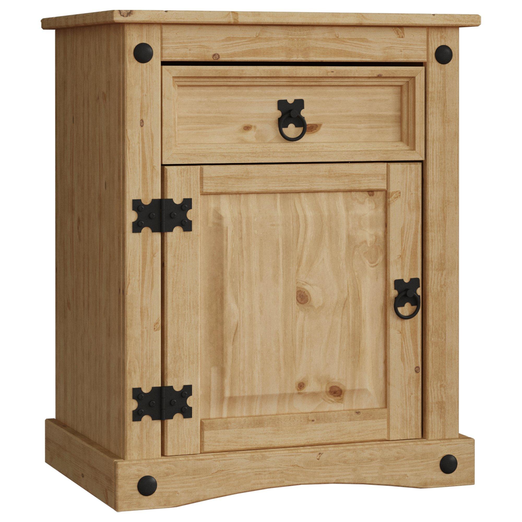 Pine - Lassic - Corona 1 Drawer 1 Door Bedside Cabinet - 7