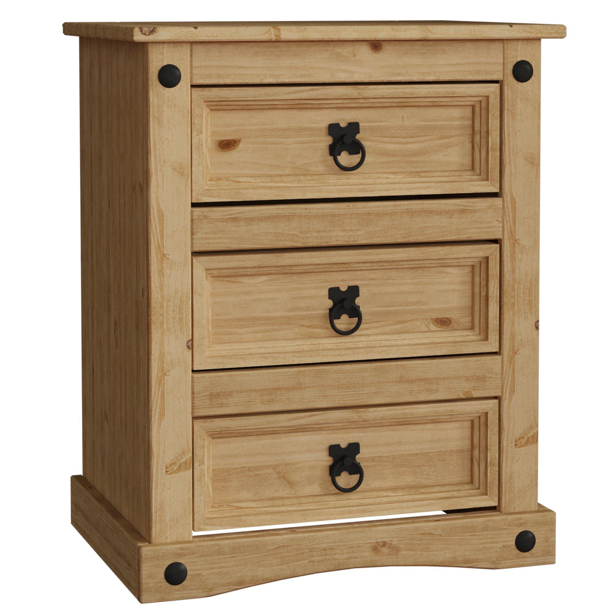 Pine - Lassic - Vida Designs Corona 3 Drawer Bedside Chest - 7