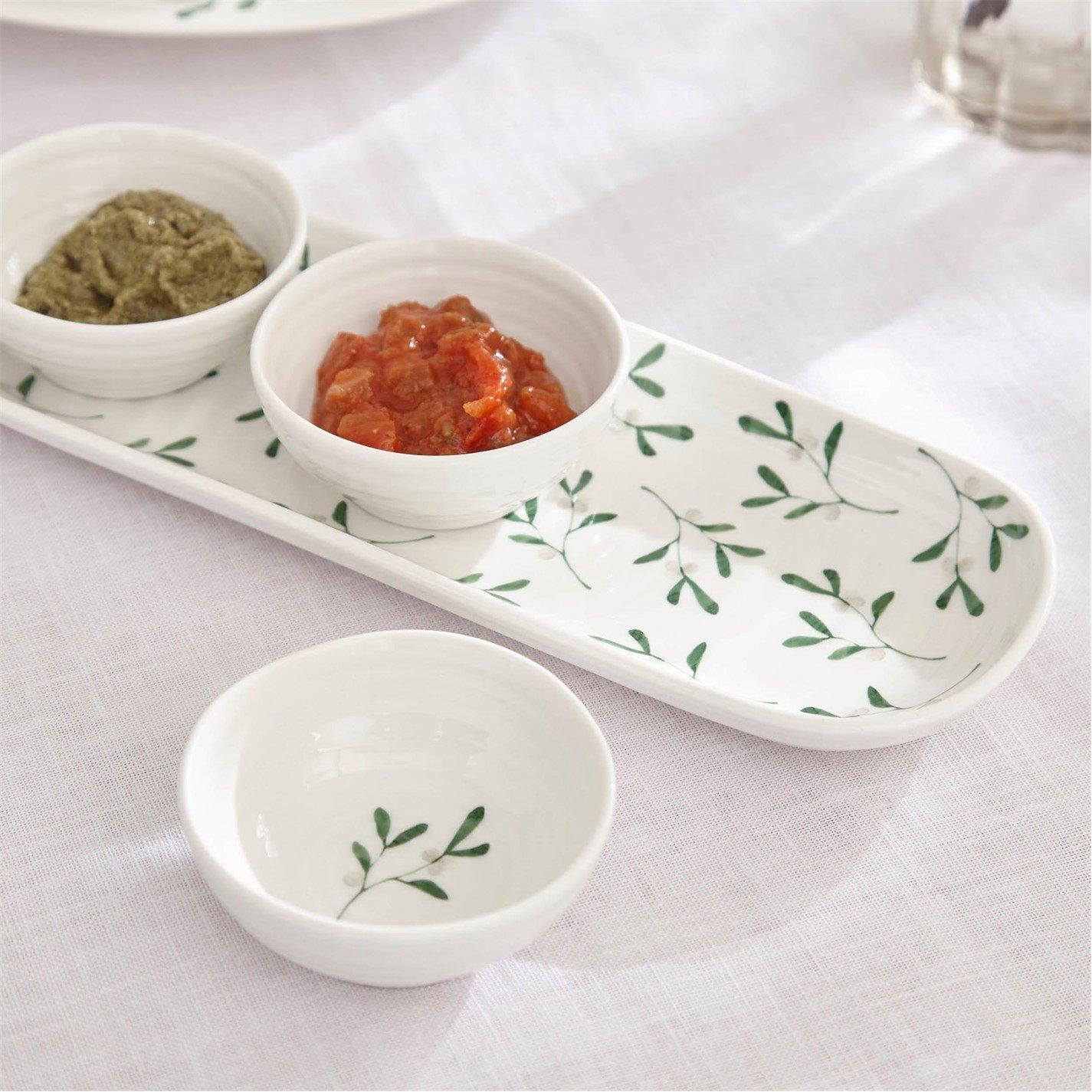 White - Portmeirion - Sophie Conran Mistletoe 3 Bowl & Tray Set - 8