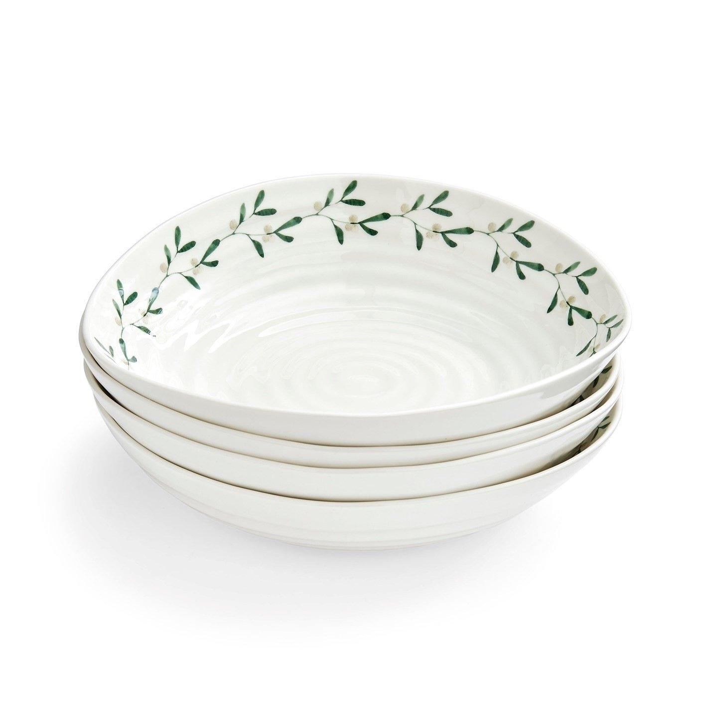 White - Portmeirion - Sophie Conran Mistletoe set of 4 Pasta Bowls - 7