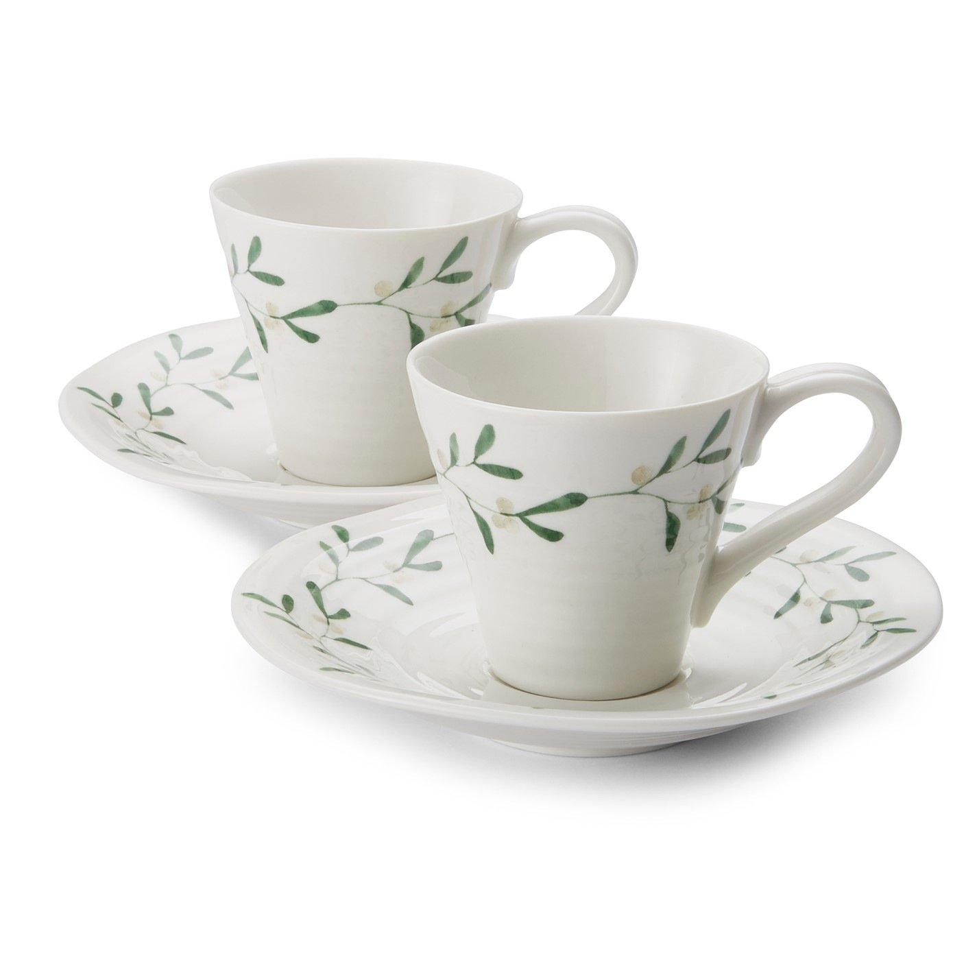 White - Portmeirion - Sophie Conran Mistletoe Espresso Cups Set - 2
