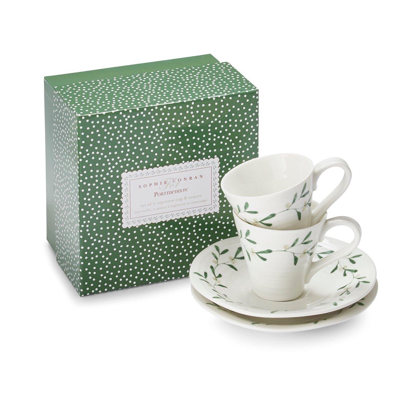 White - Portmeirion - Sophie Conran Mistletoe Espresso Cups Set - 6