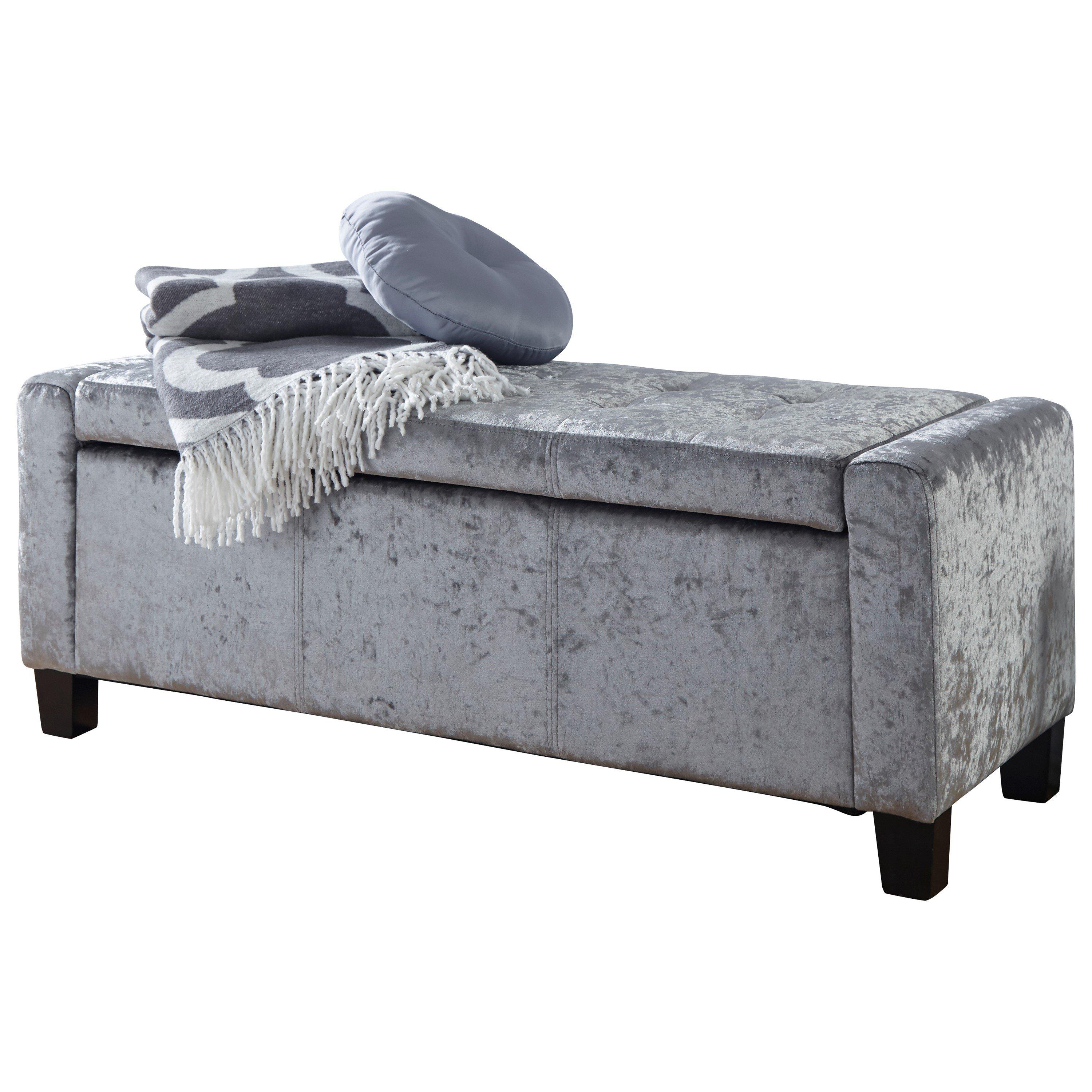 Crushed Velvet - GFW - Verona Ottoman Bench Grey Pu - 2