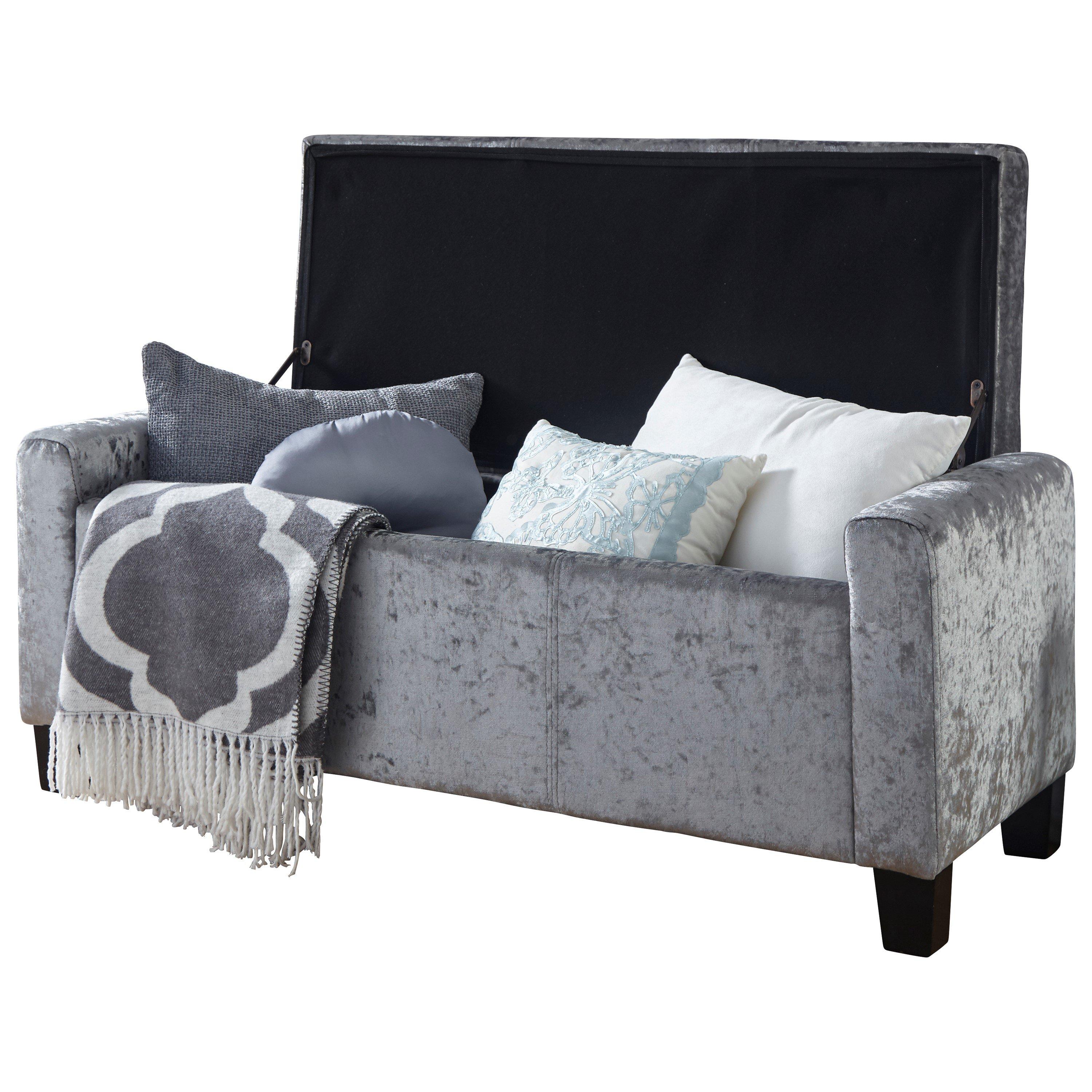Crushed Velvet - GFW - Verona Ottoman Bench Grey Pu - 3