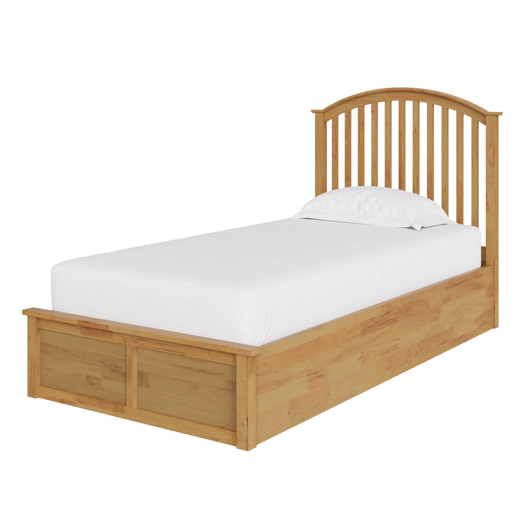 Oak - GFW - Madrid Wooden Ottoman Storage Bed 90cm - 3