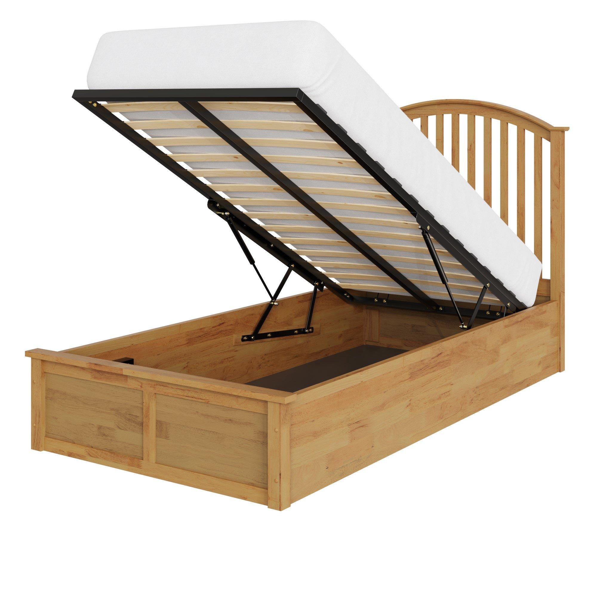 Oak - GFW - Madrid Wooden Ottoman Storage Bed 90cm - 4