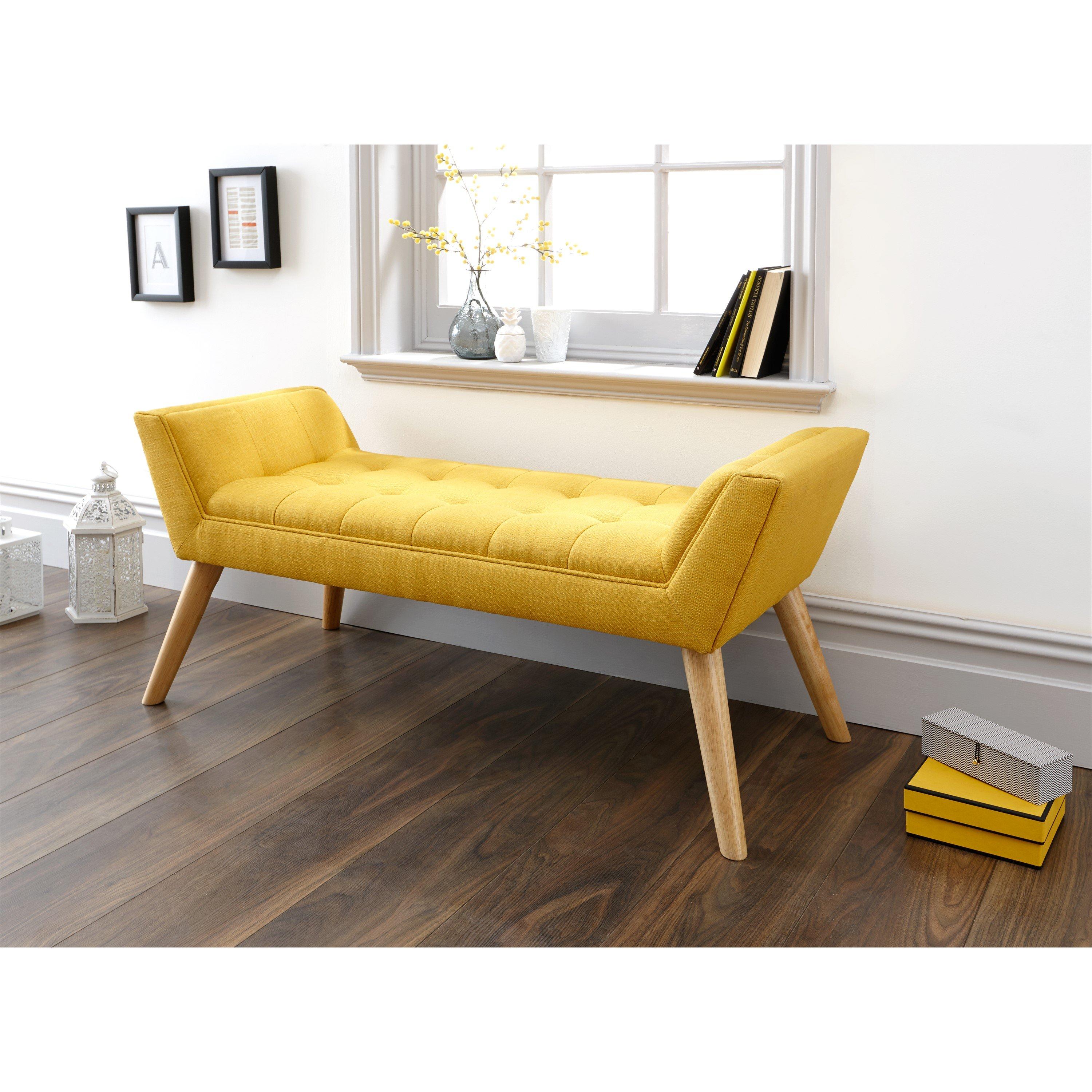 GFW Milan Mustard Fabric Bench - Image 5