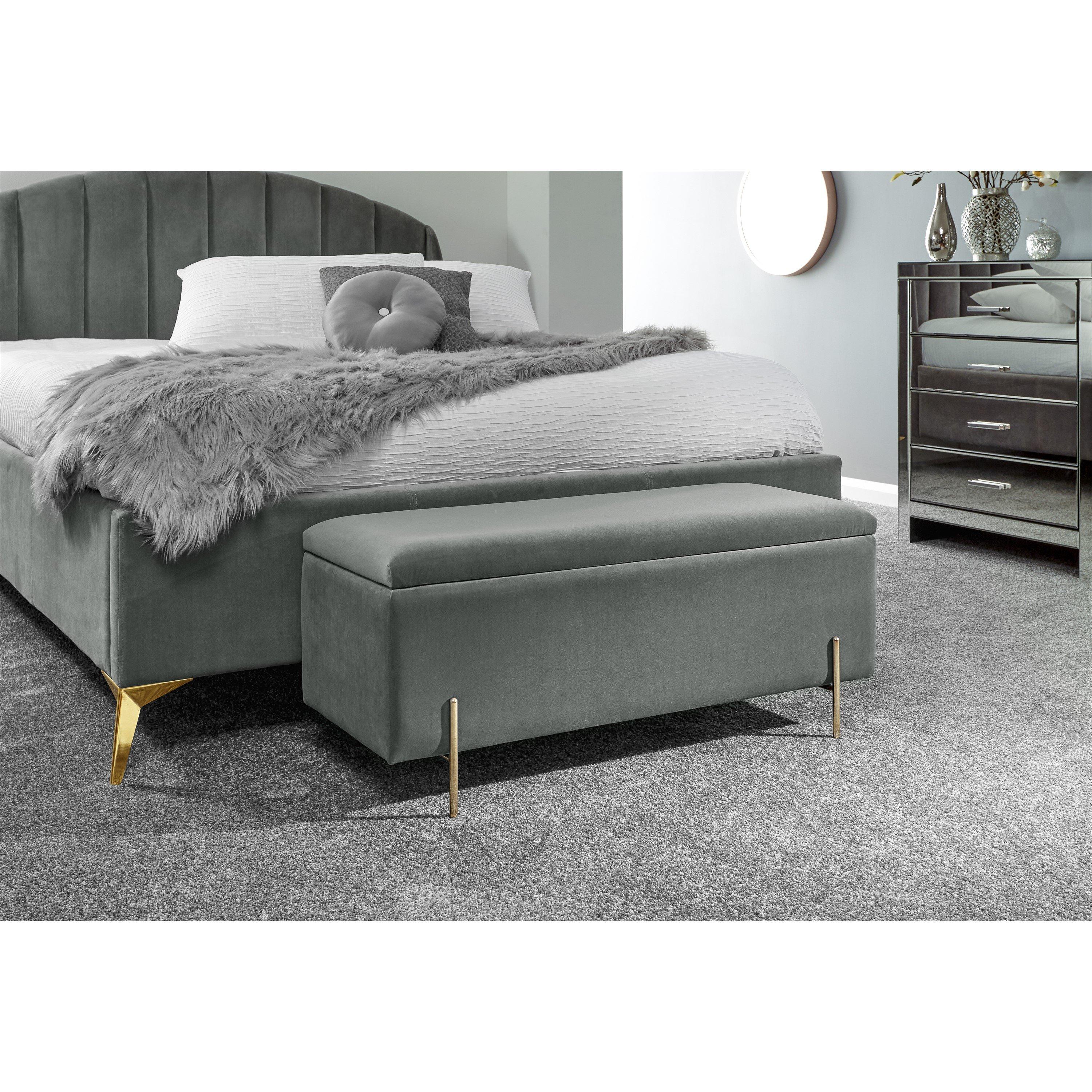  - Gfw Mystica Velvet Storage Ottoman Grey - Image 8