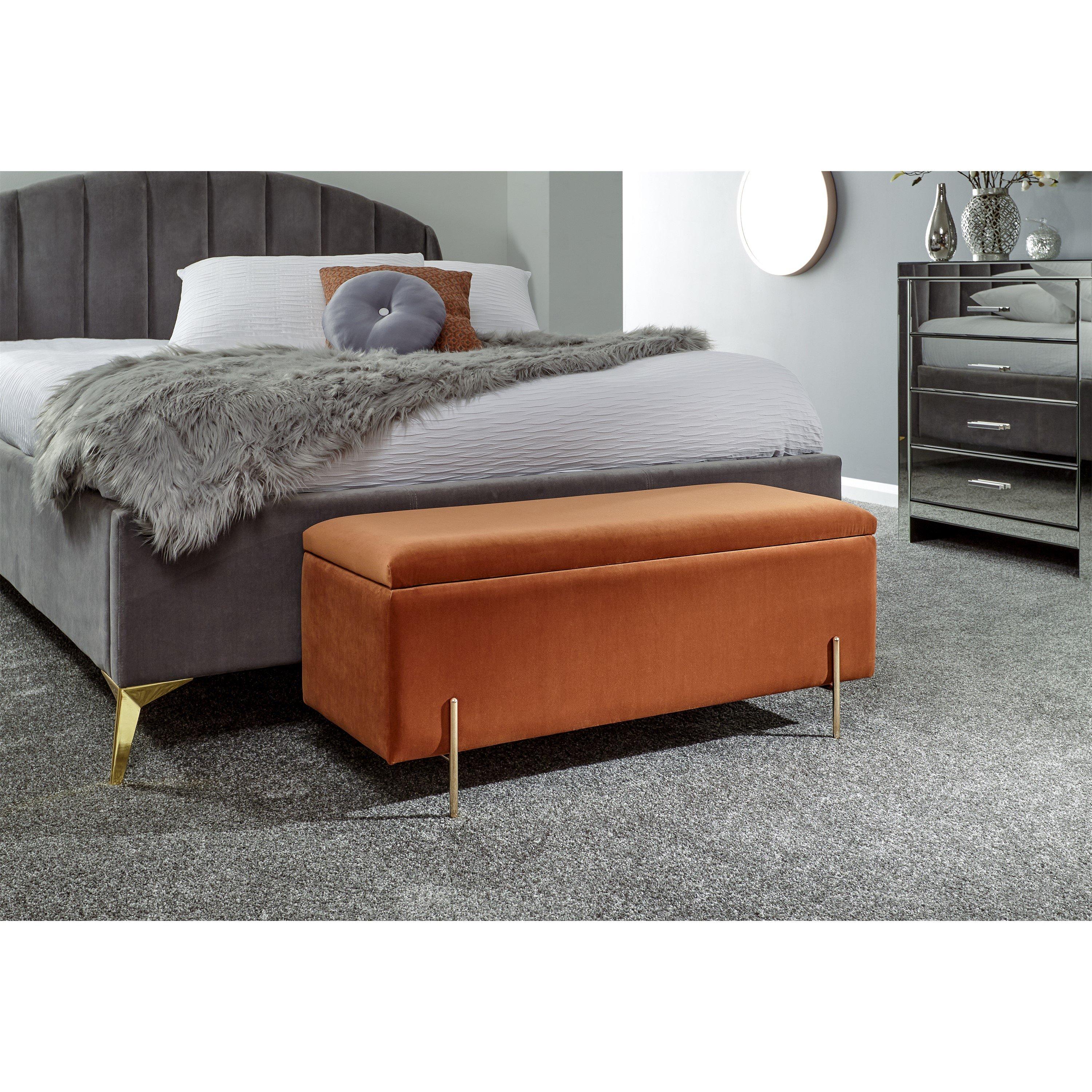 Gfw Unisex Orange Mystica Velvet Storage Ottoman In - Image 5