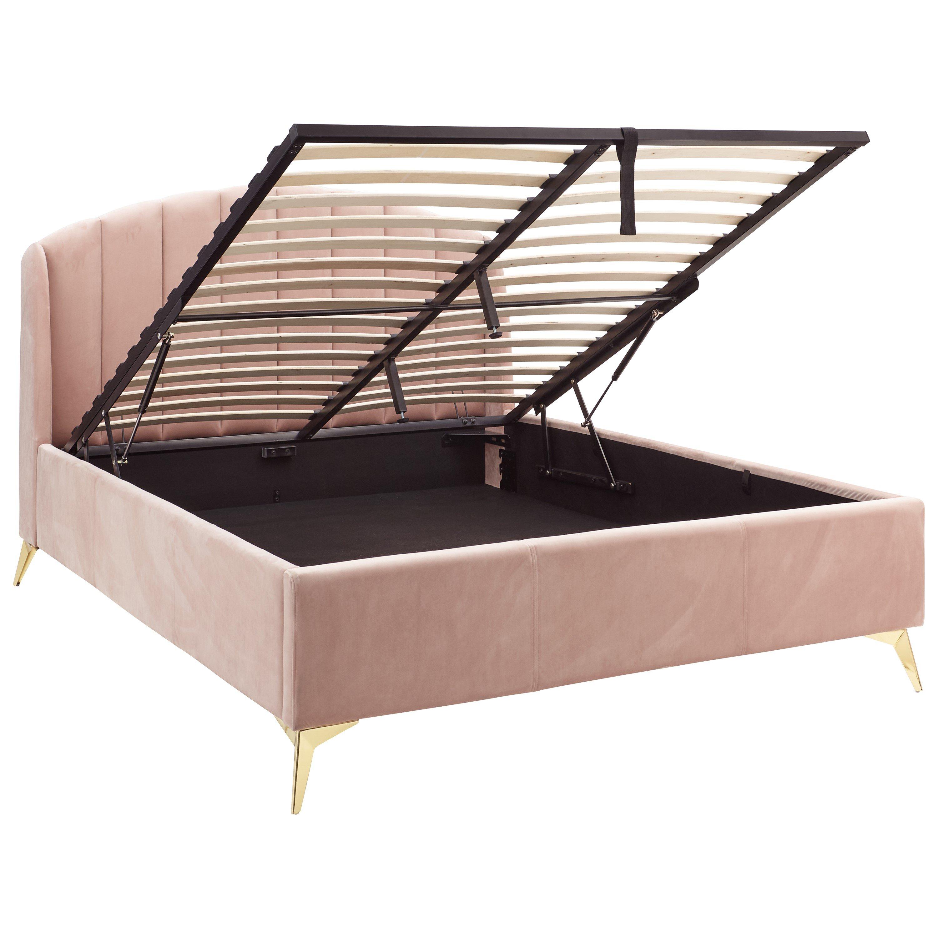 Blush Pink - GFW - GFW Pettine End Lift Ottoman Storage Bed 150cm - 5