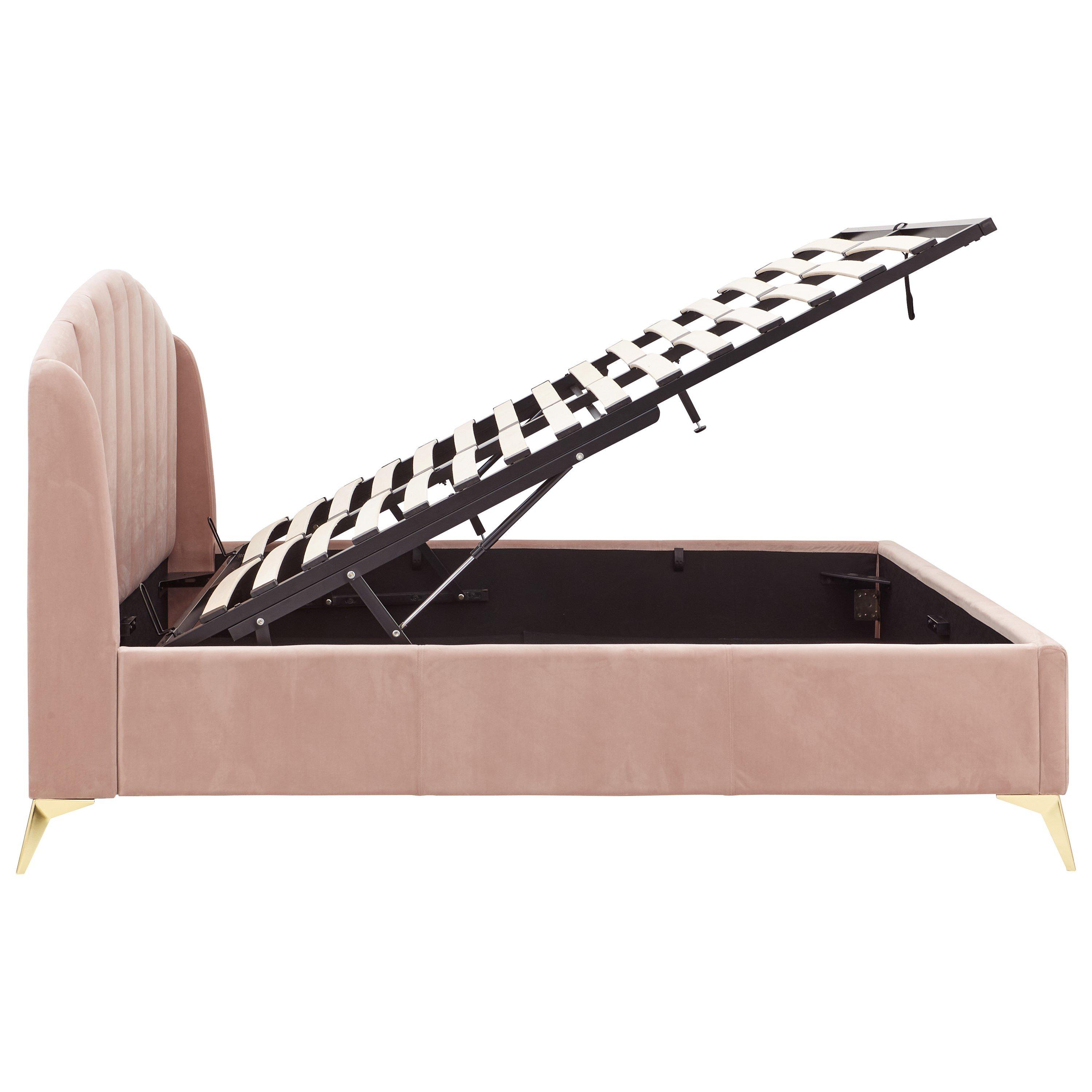 Blush Pink - GFW - GFW Pettine End Lift Ottoman Storage Bed 150cm - 7