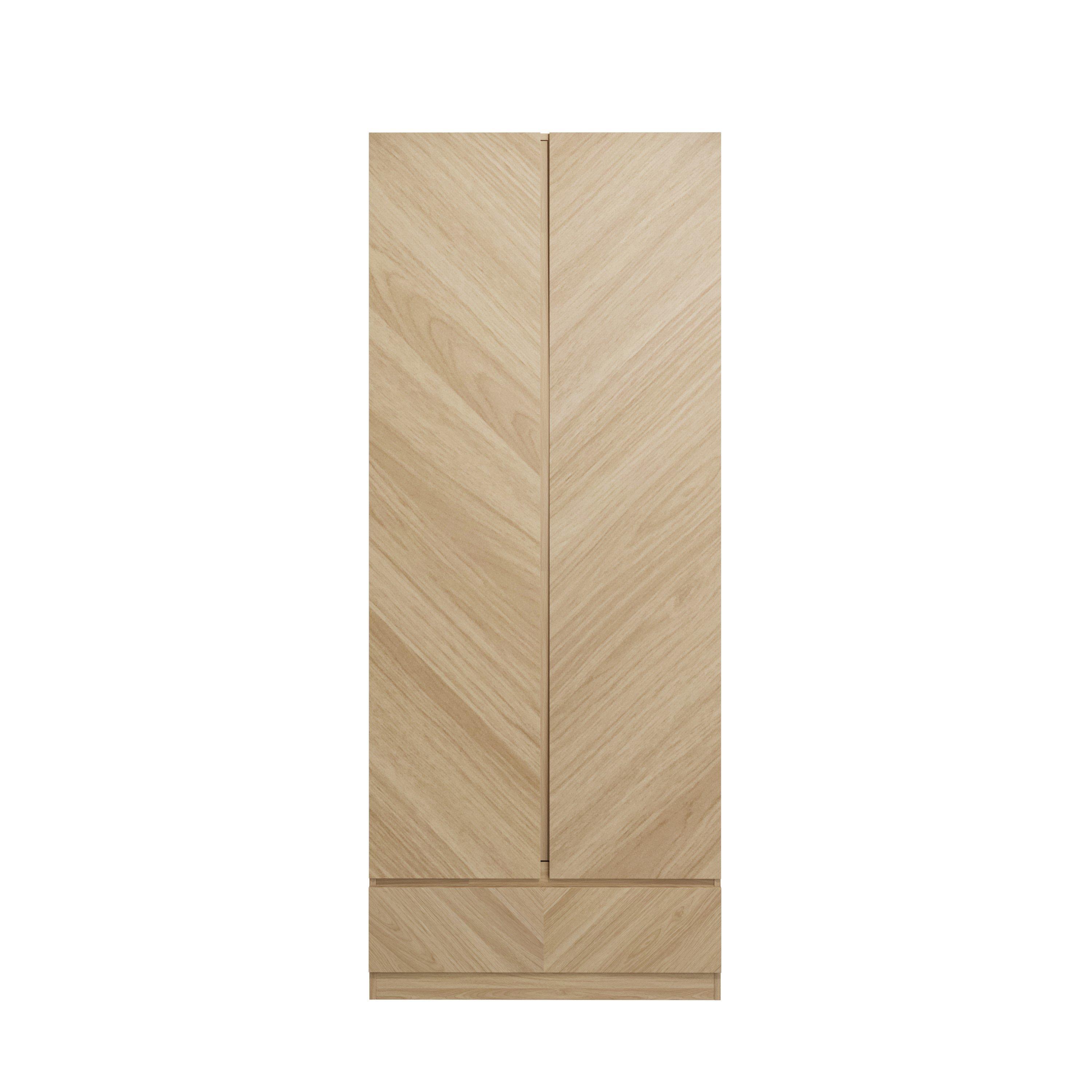 Euro Oak - GFW - GFW Catania 2 Door 1 Drawer Wardrobe - 2