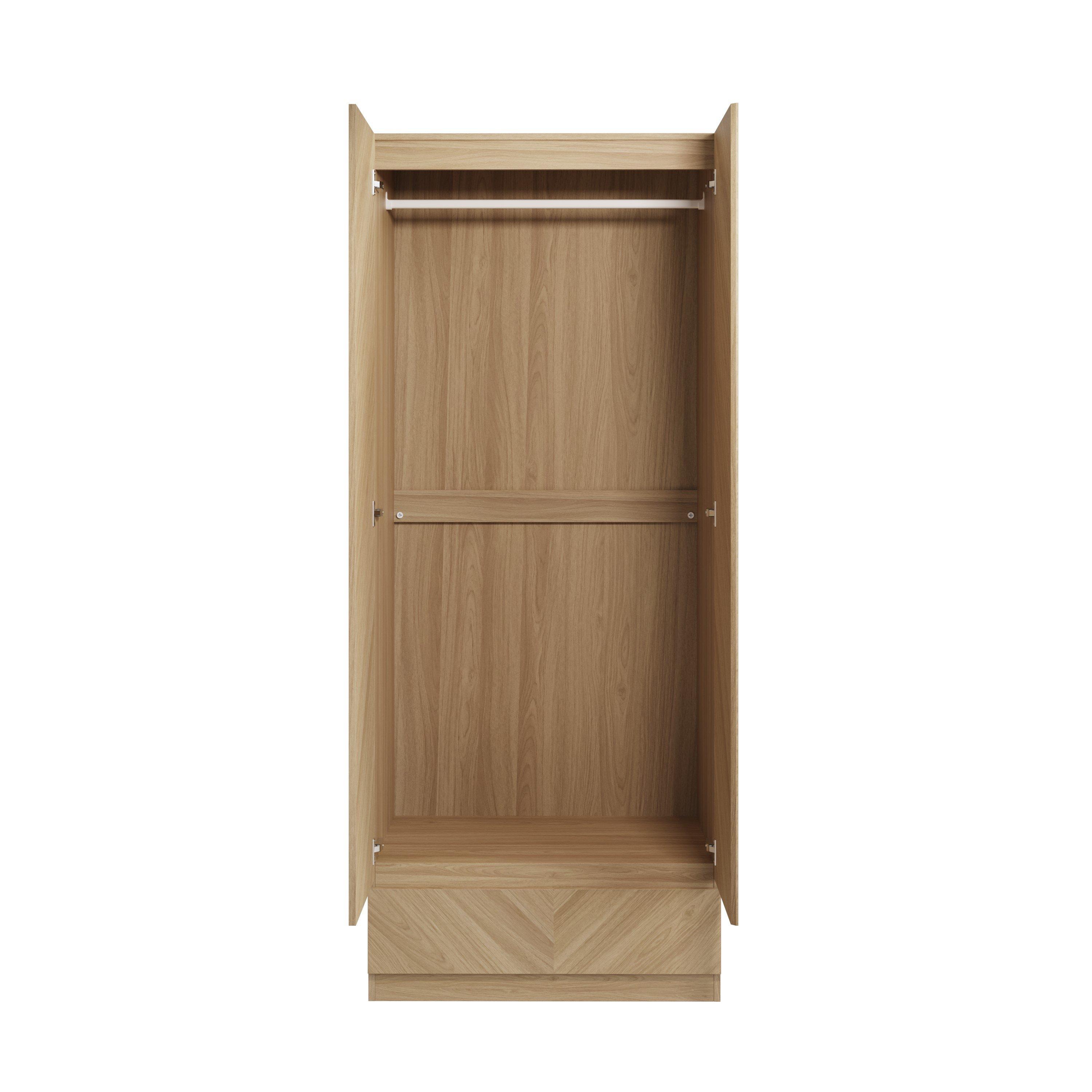 Euro Oak - GFW - GFW Catania 2 Door 1 Drawer Wardrobe - 3