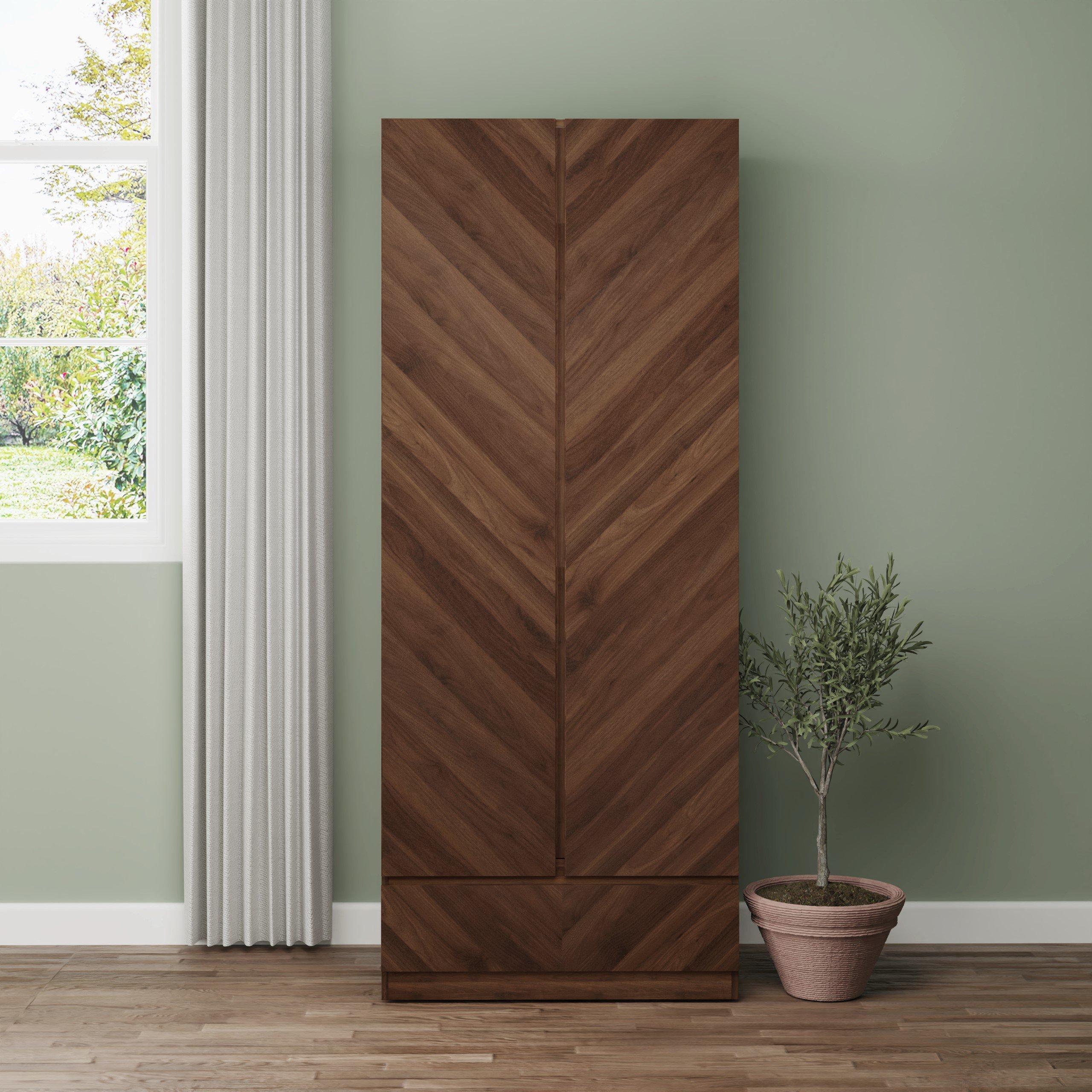 Gfw  Catania 2 Door 1 Drawer Wardrobe - Royal Walnut