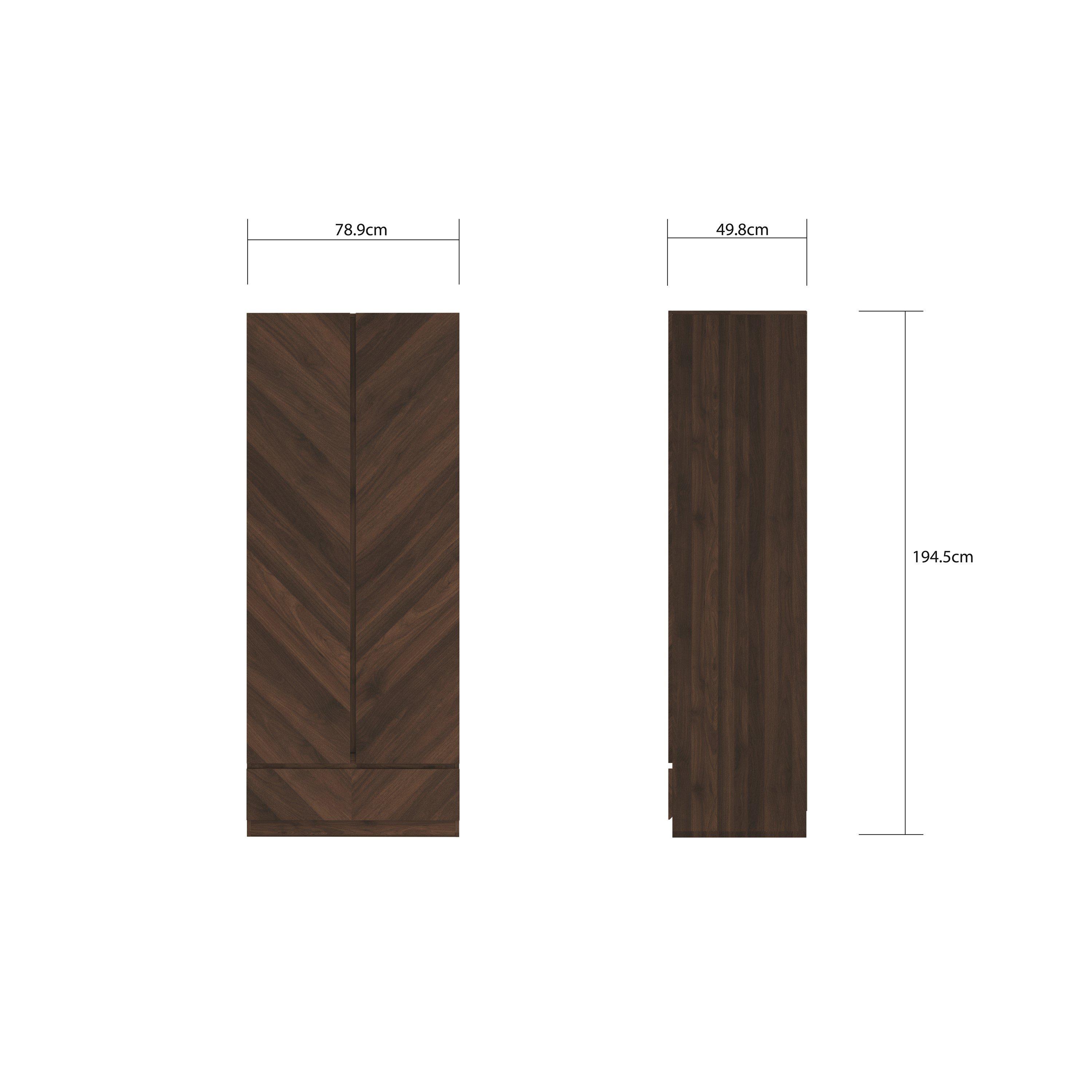 Royal Walnut - GFW - GFW Catania 2 Door 1 Drawer Wardrobe - 7