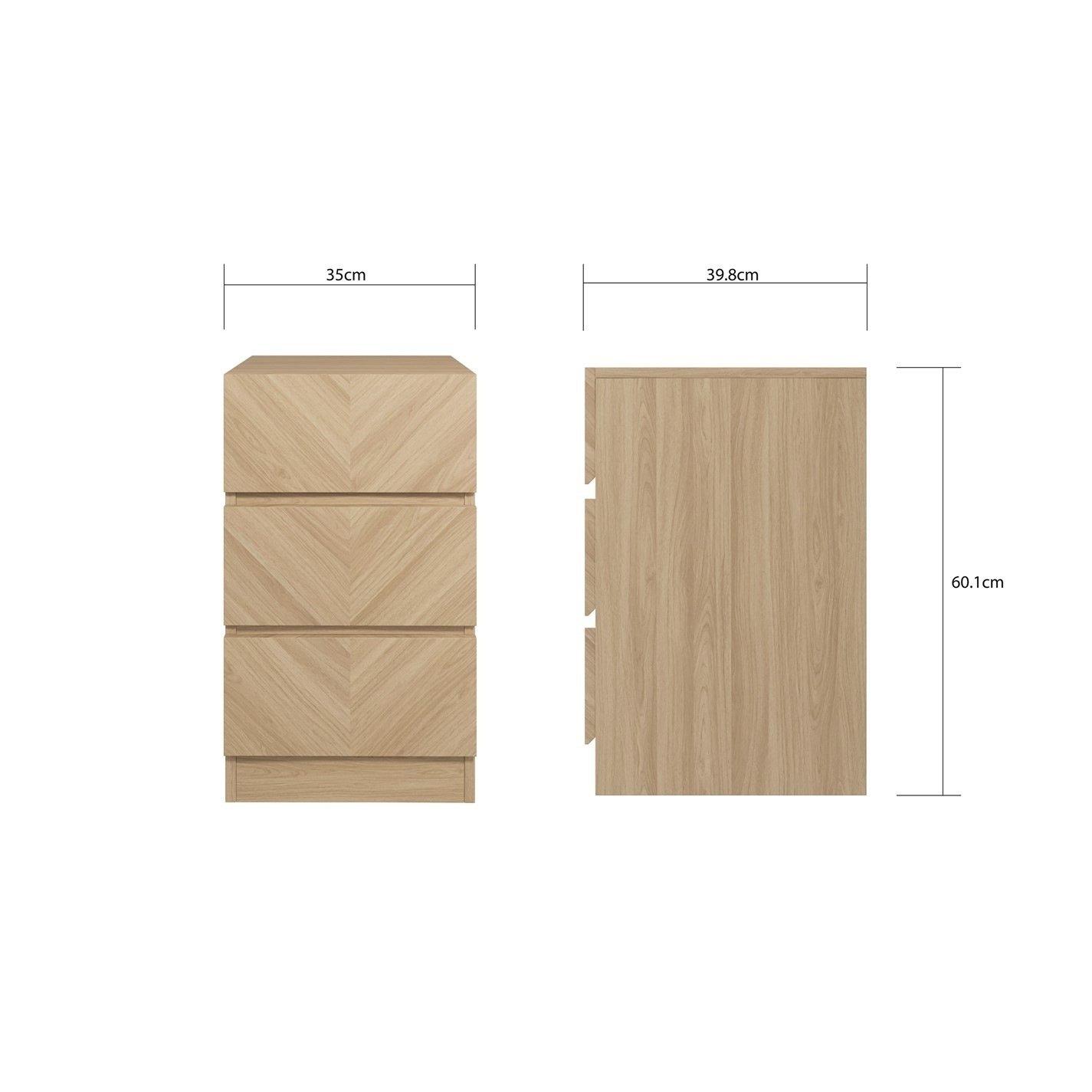 Euro Oak - GFW - GFW Catania Pair of 3 Drawer Bedside Tables - 5