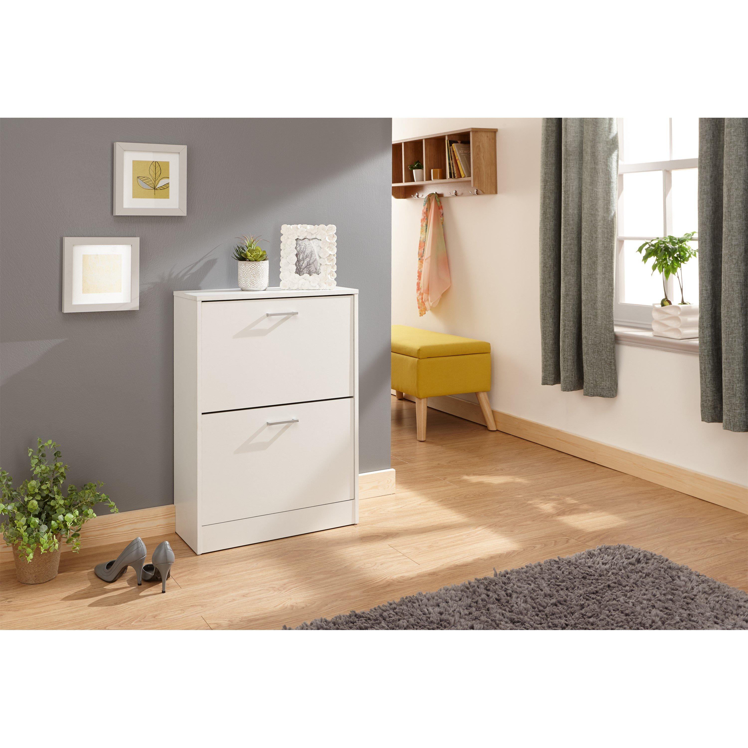 White - GFW - Stirling Two Tier Shoe Cabinet