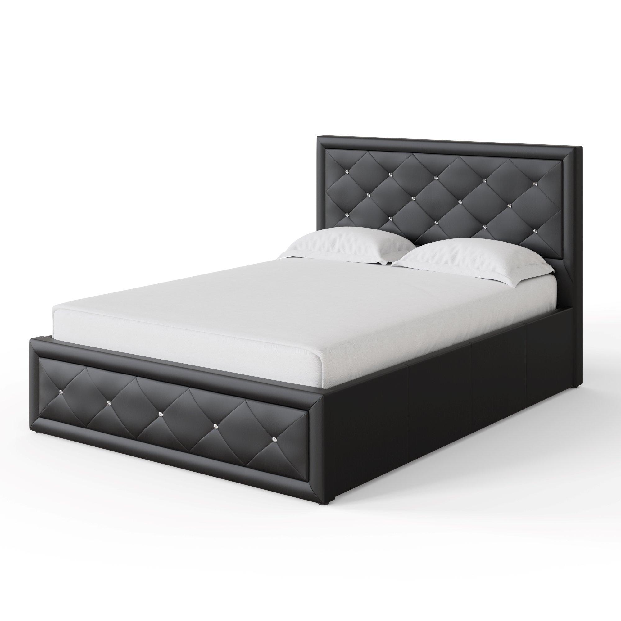 Black - GFW - Hollywood Ottoman Bed Black Faux Leather - 4