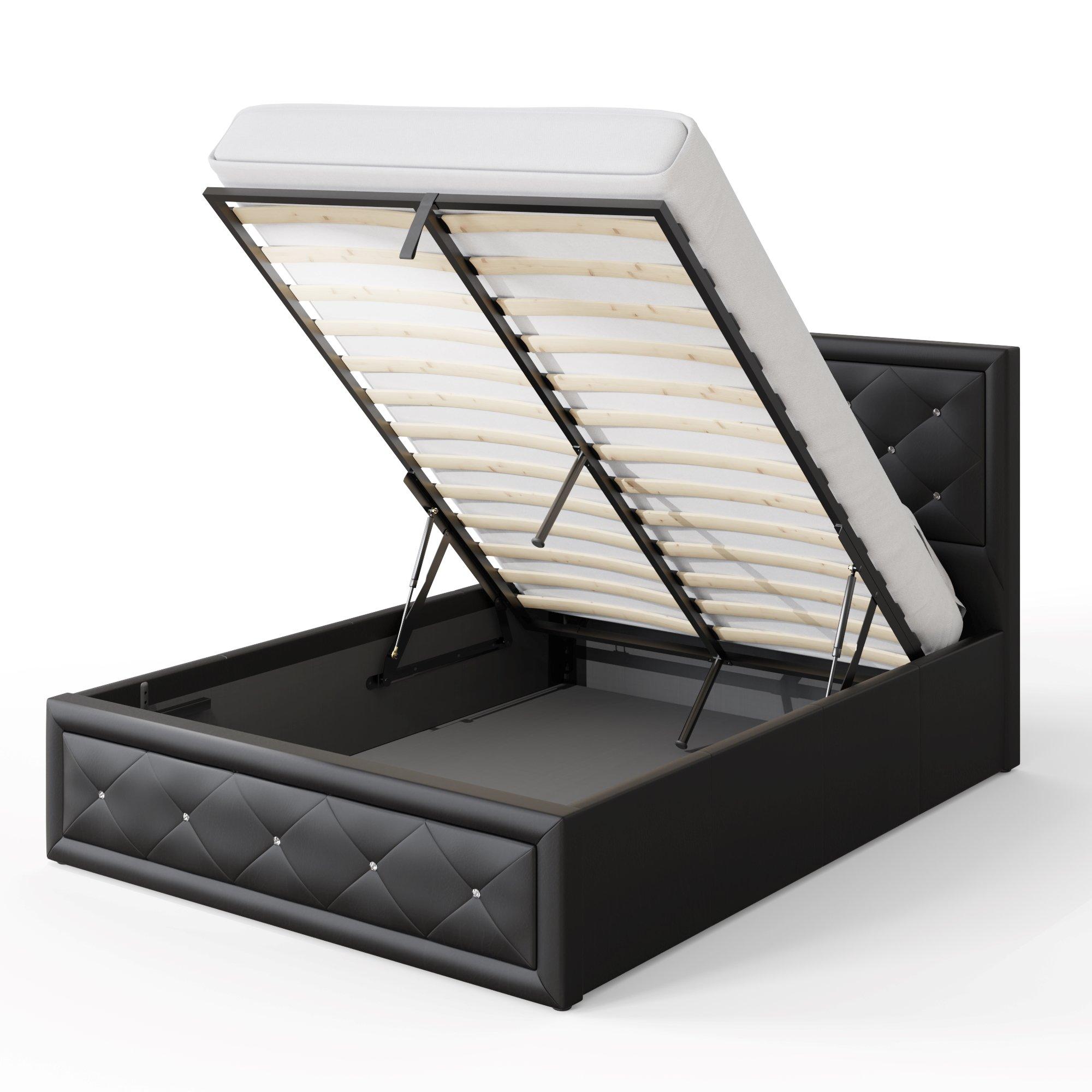 Black - GFW - Hollywood Ottoman Bed Black Faux Leather - 5