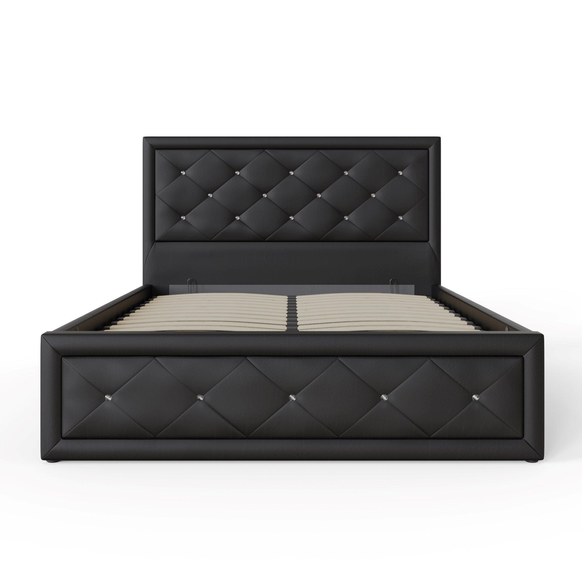 Black - GFW - Hollywood Ottoman Bed Black Faux Leather - 6