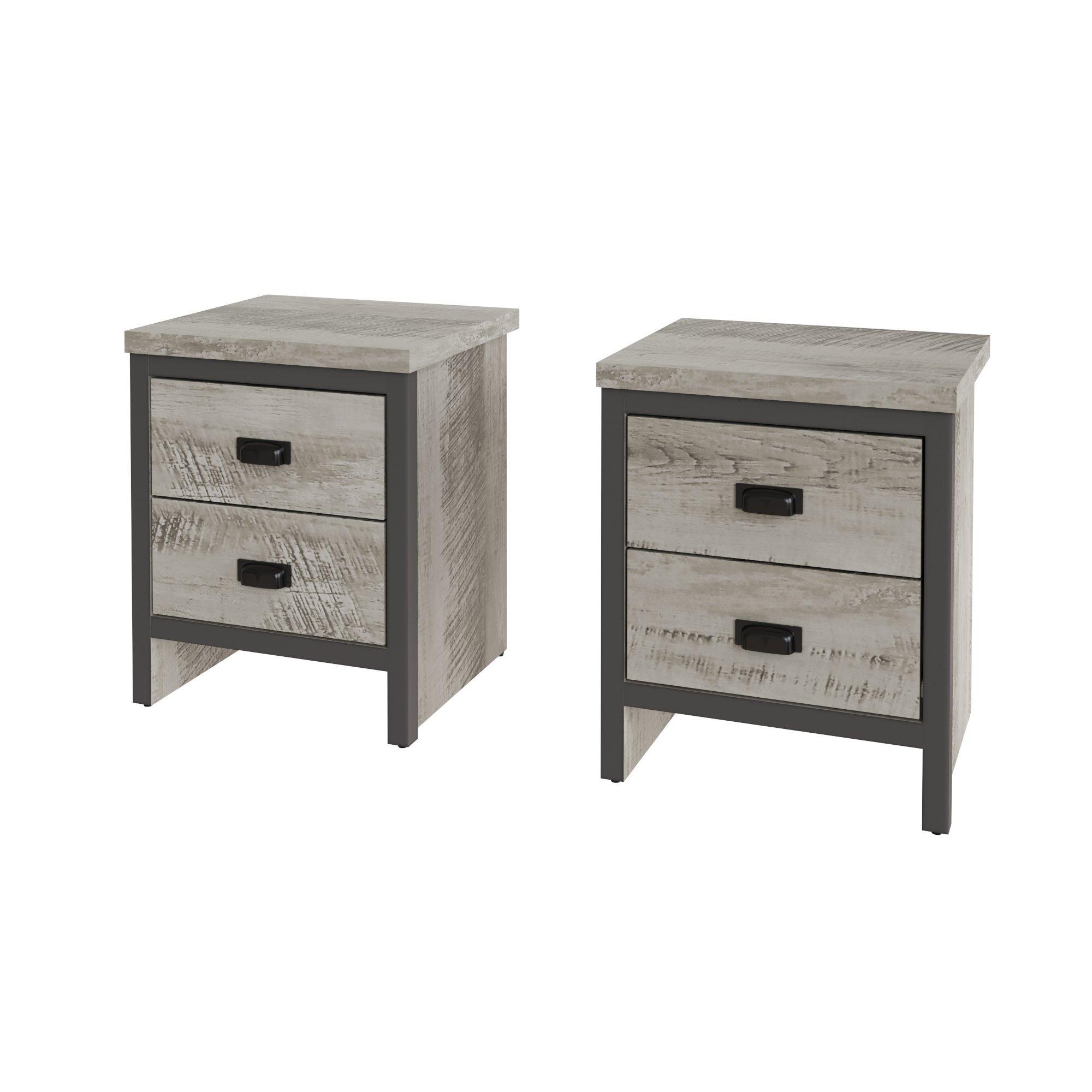 Grey - GFW - GFW Boston 2 Drawer Bedside Table Pair - 2