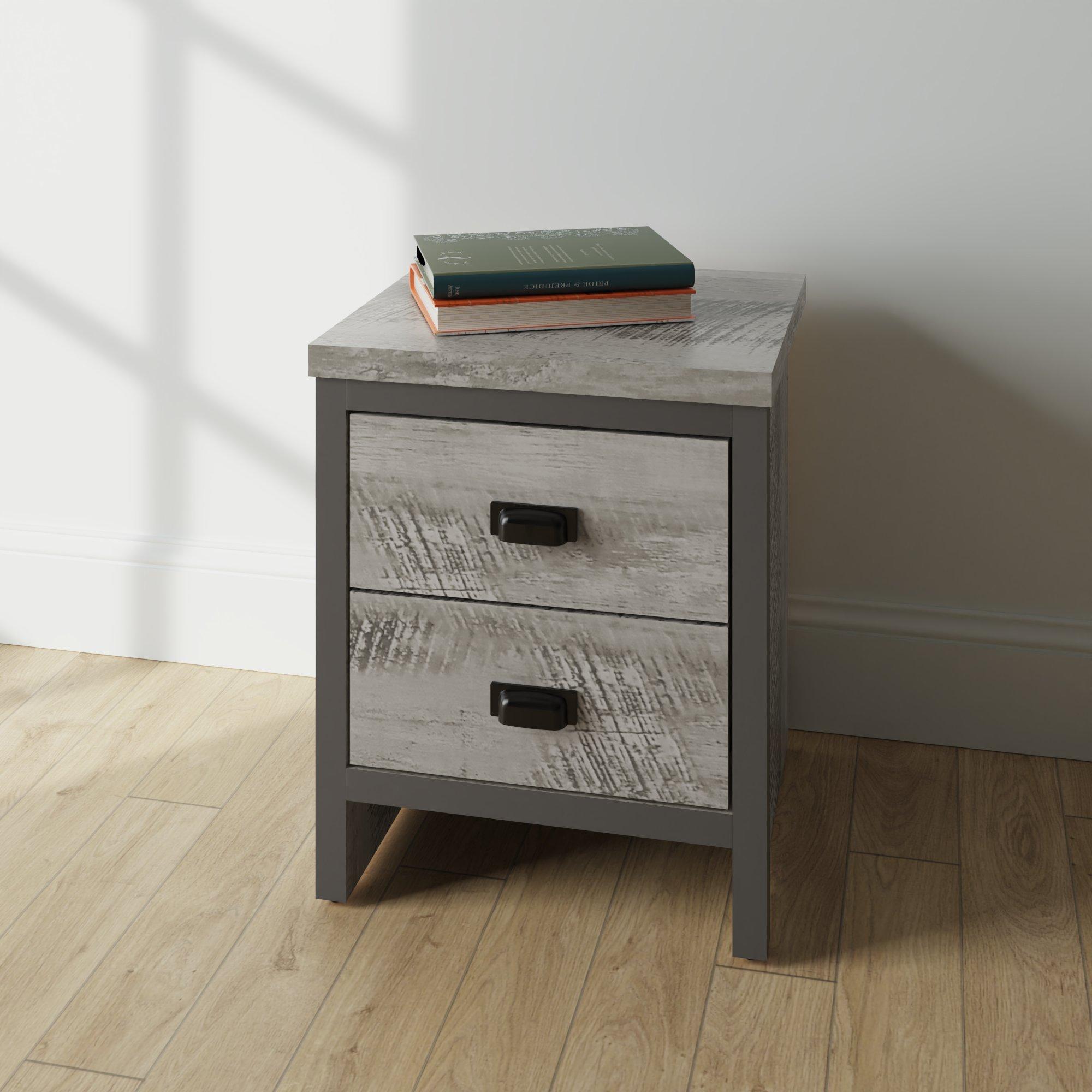 GFW Boston 2 Drawer Bedside Table