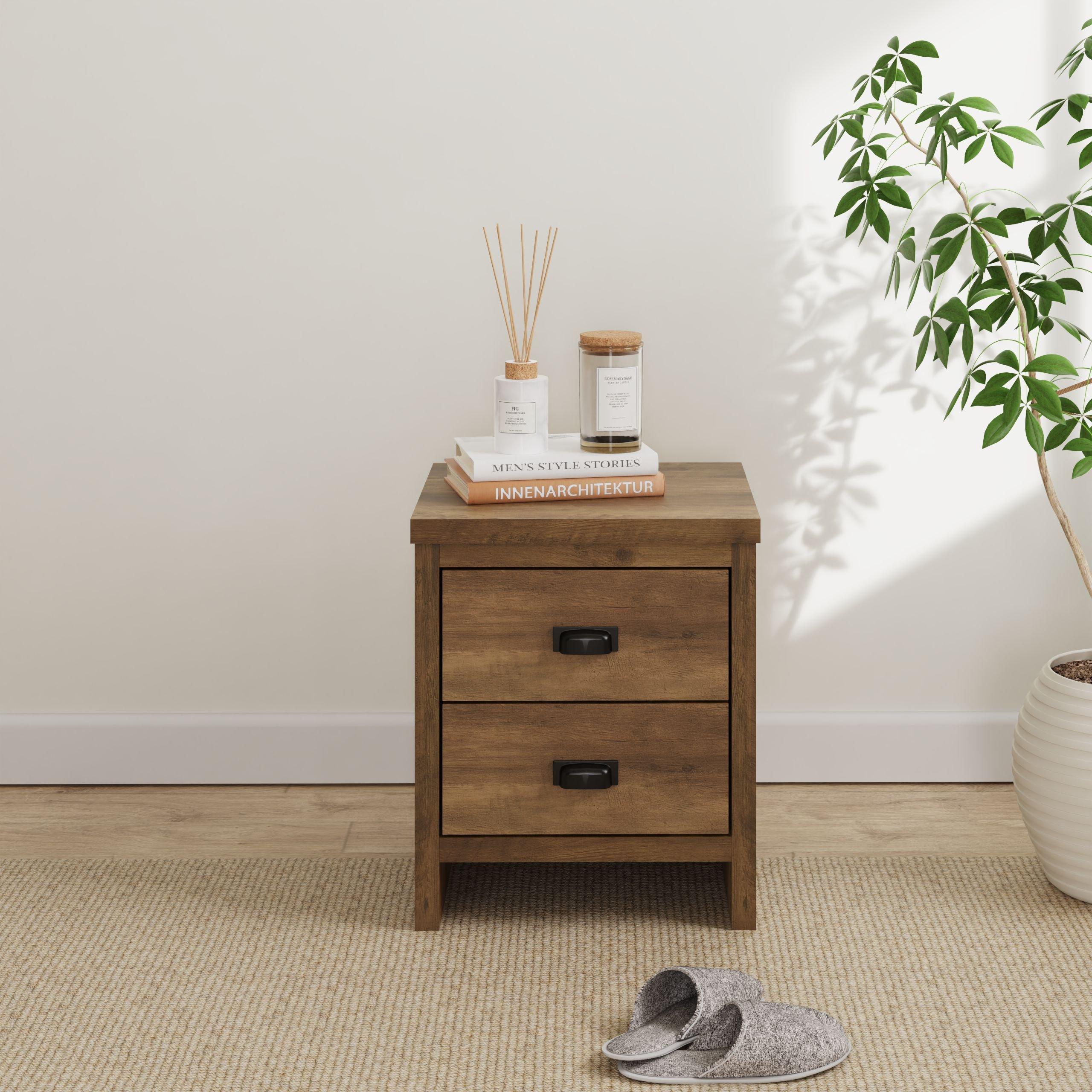 Gfw  Boston 2 Drawer Bedside Table - Knotty Oak