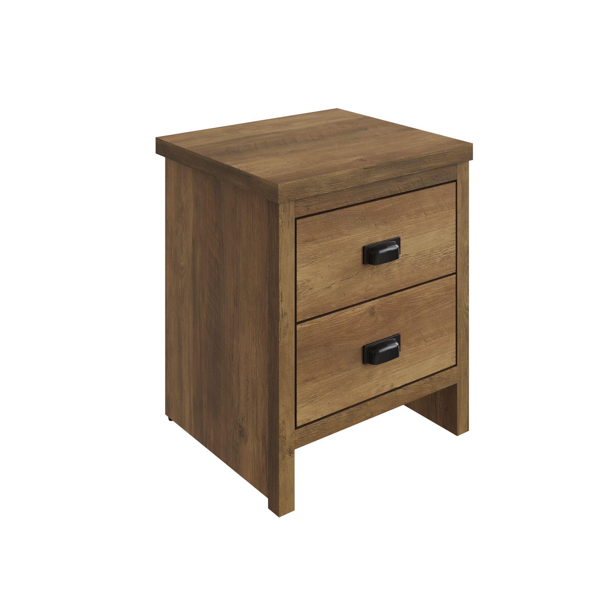 Knotty Oak - GFW - GFW Boston 2 Drawer Bedside Table - 2