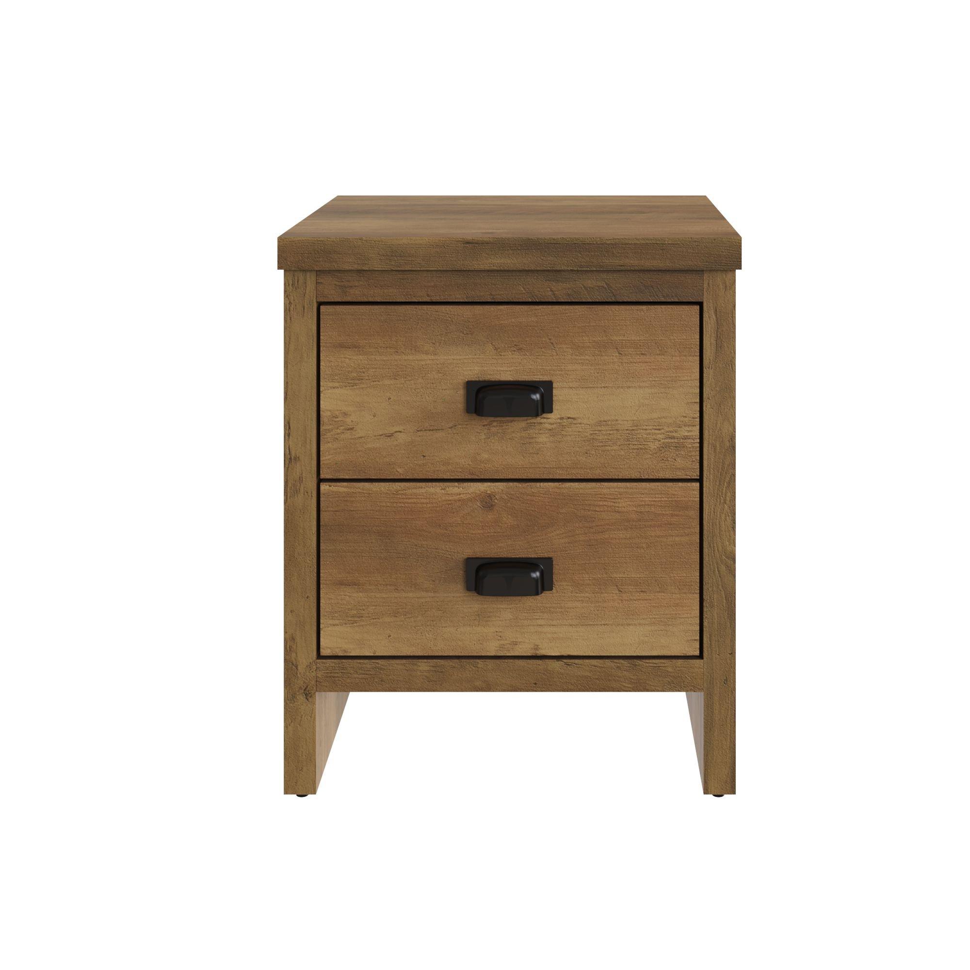 Knotty Oak - GFW - GFW Boston 2 Drawer Bedside Table - 3