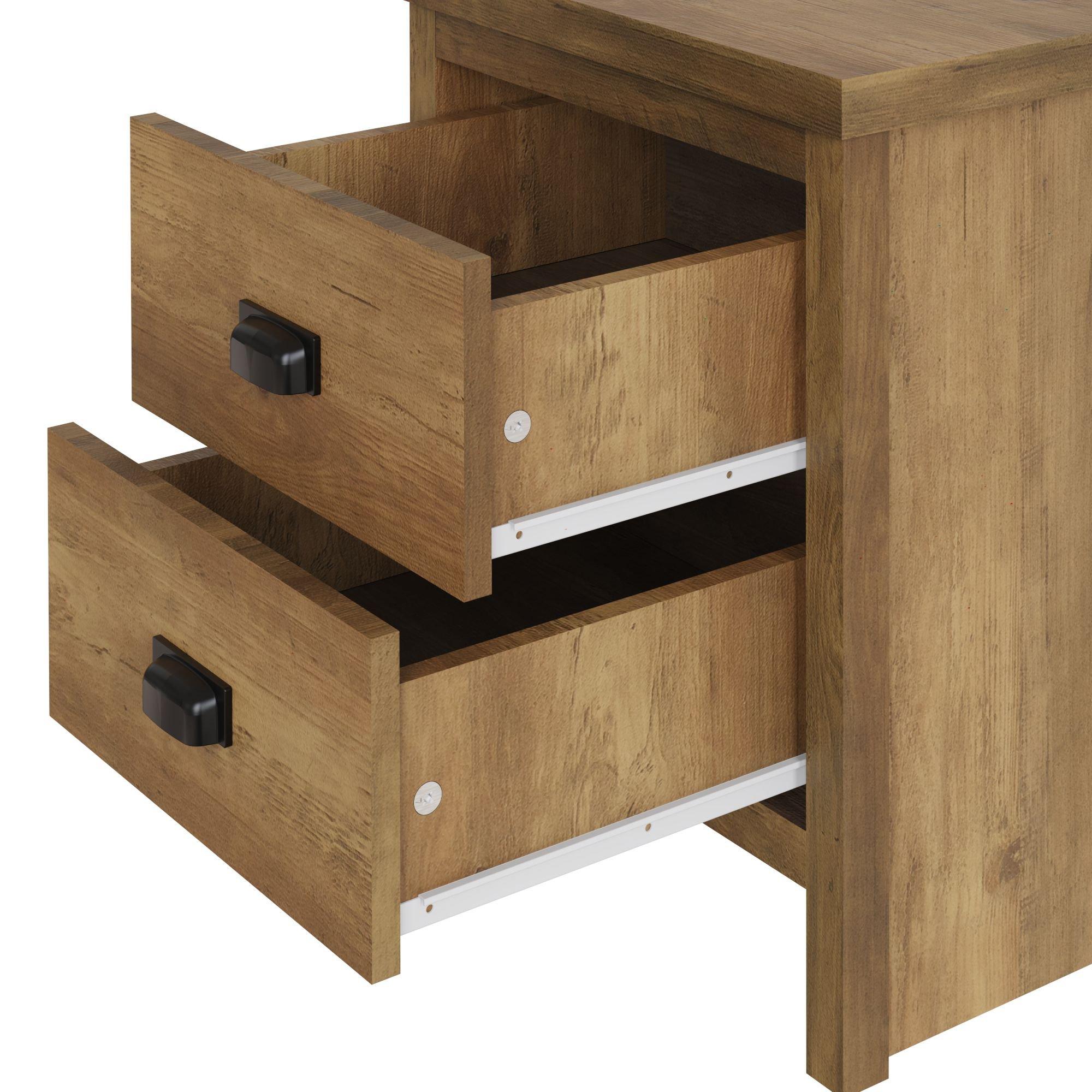 Knotty Oak - GFW - GFW Boston 2 Drawer Bedside Table - 4