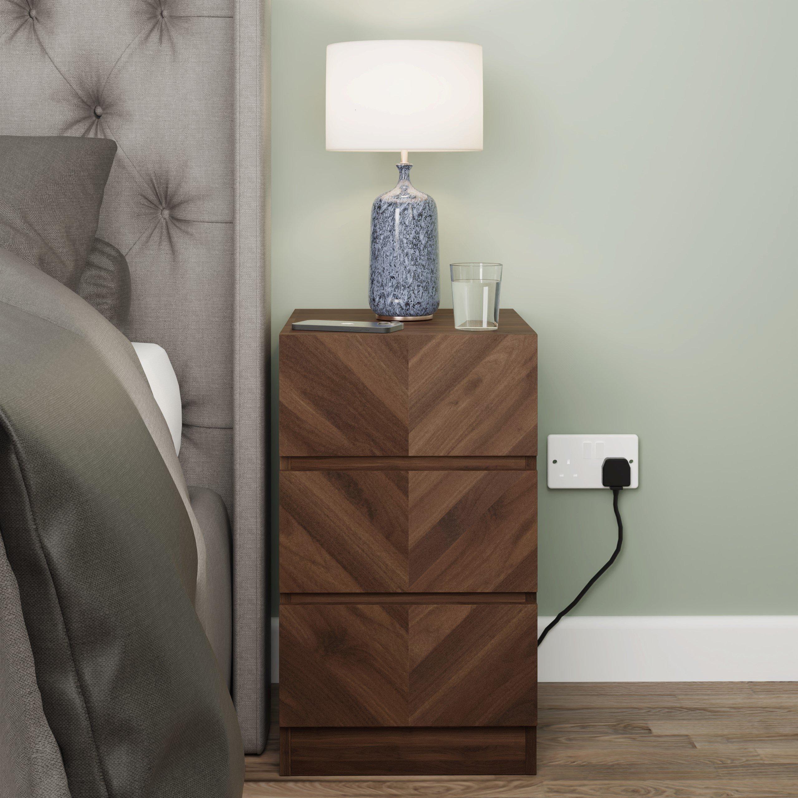 Gfw  Catania 3 Drawer Bedside Table - Royal Walnut