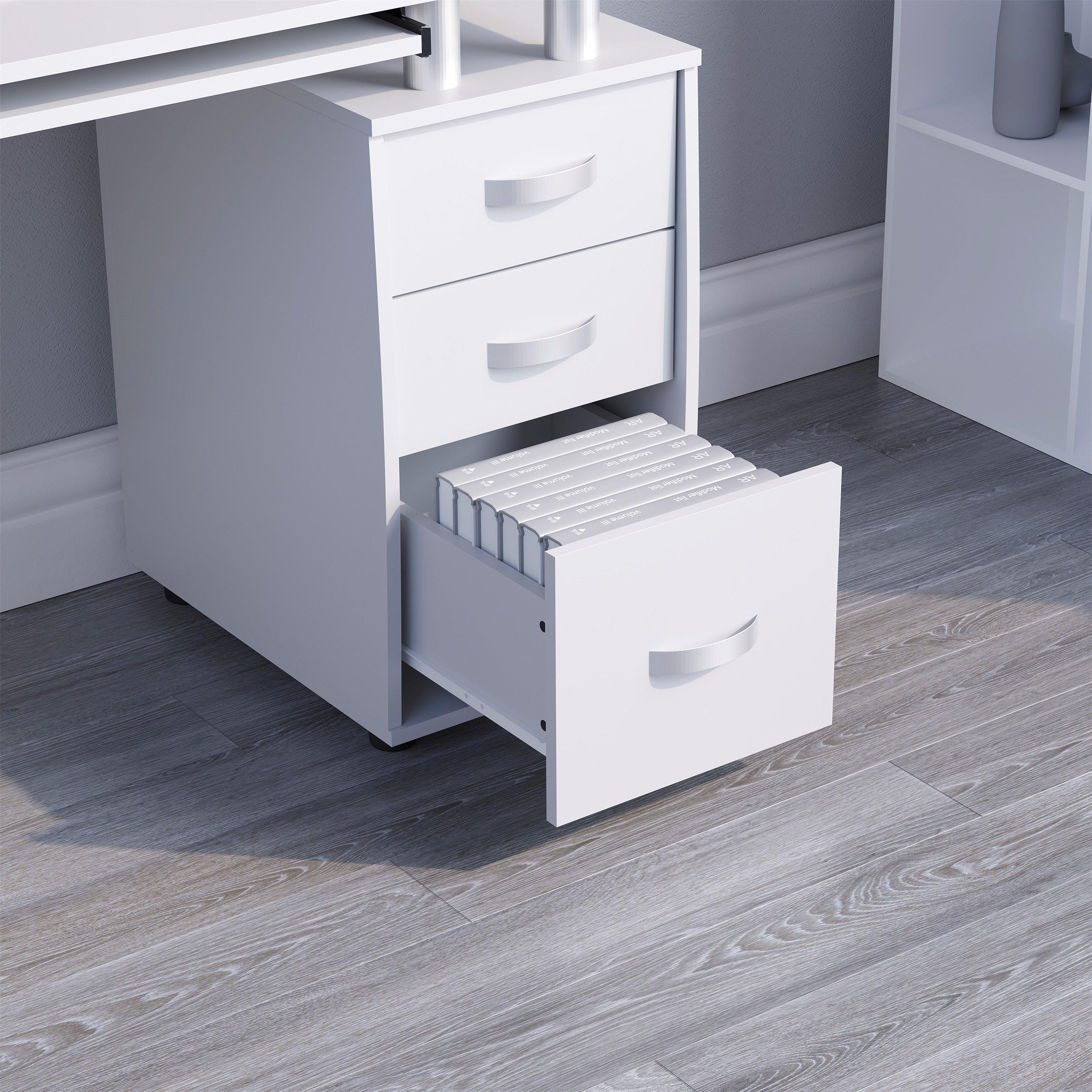 White - Lassic - Vida Designs Otley 3 Drawer Computer Desk - 6