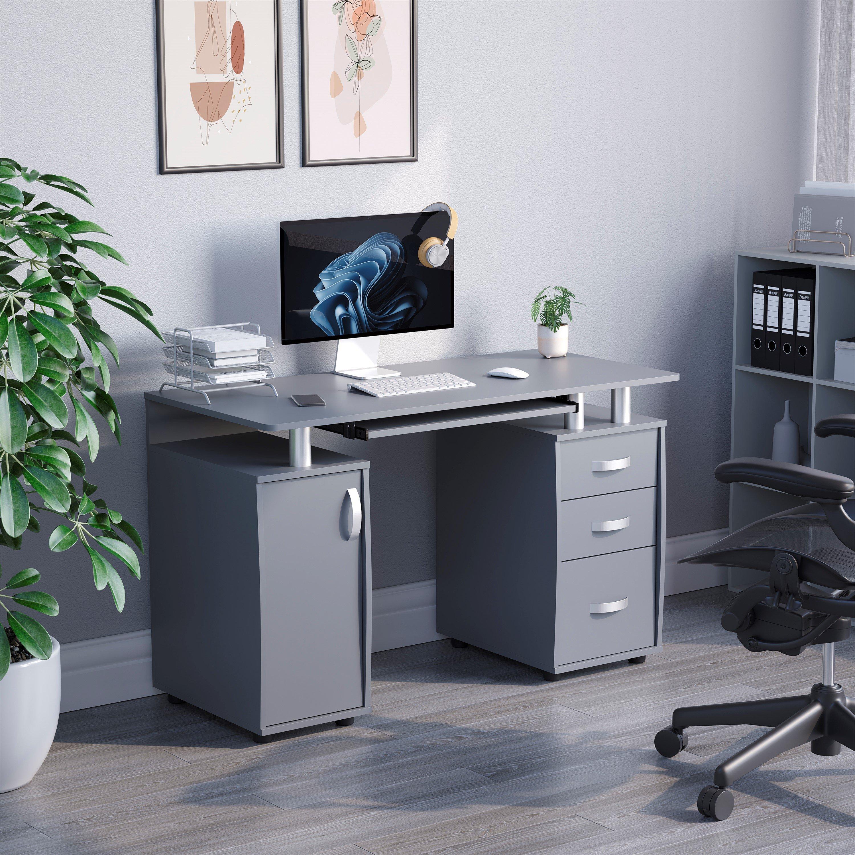 Grey - Lassic - Vida Designs Otley 3 Drawer Computer Desk - 1