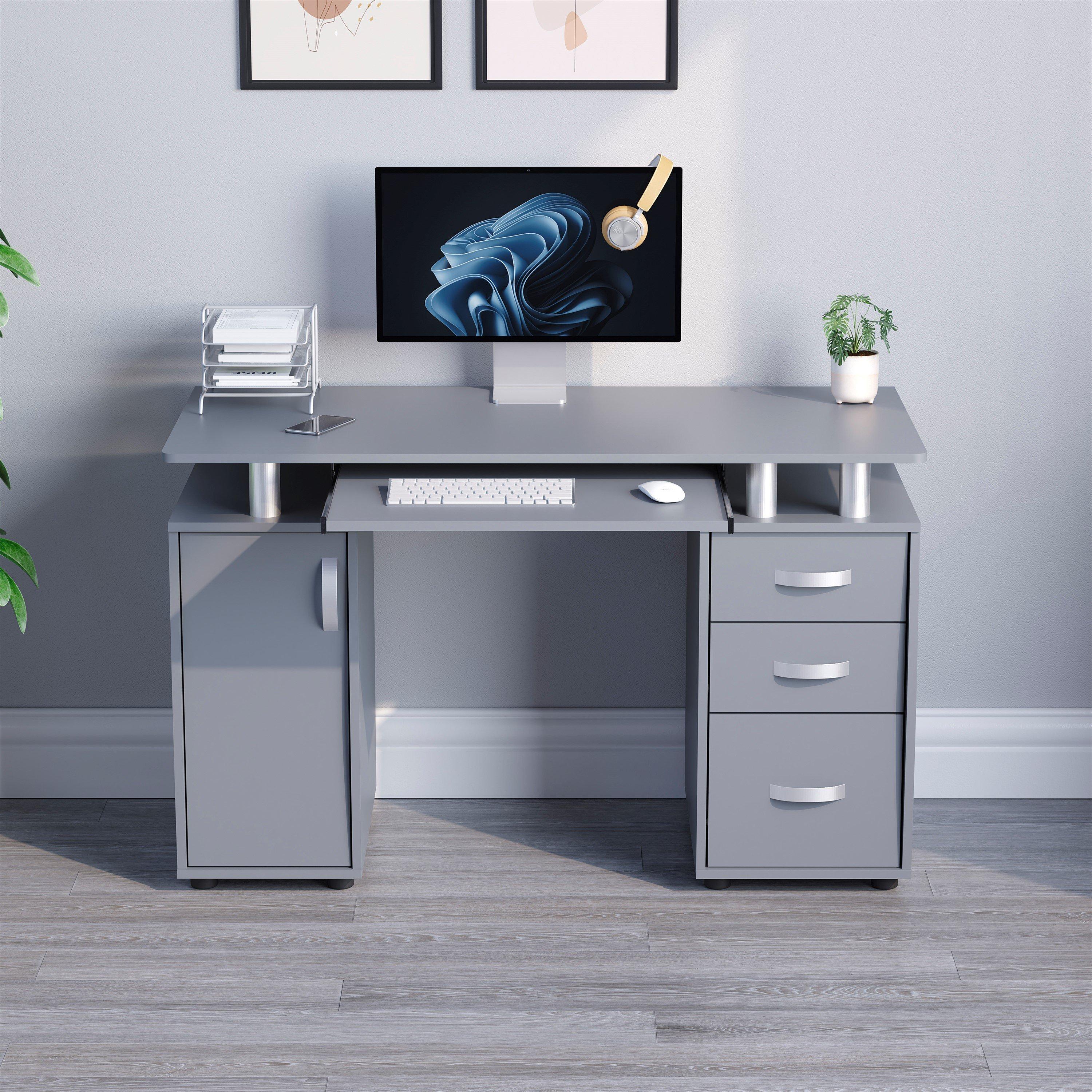 Grey - Lassic - Vida Designs Otley 3 Drawer Computer Desk - 3