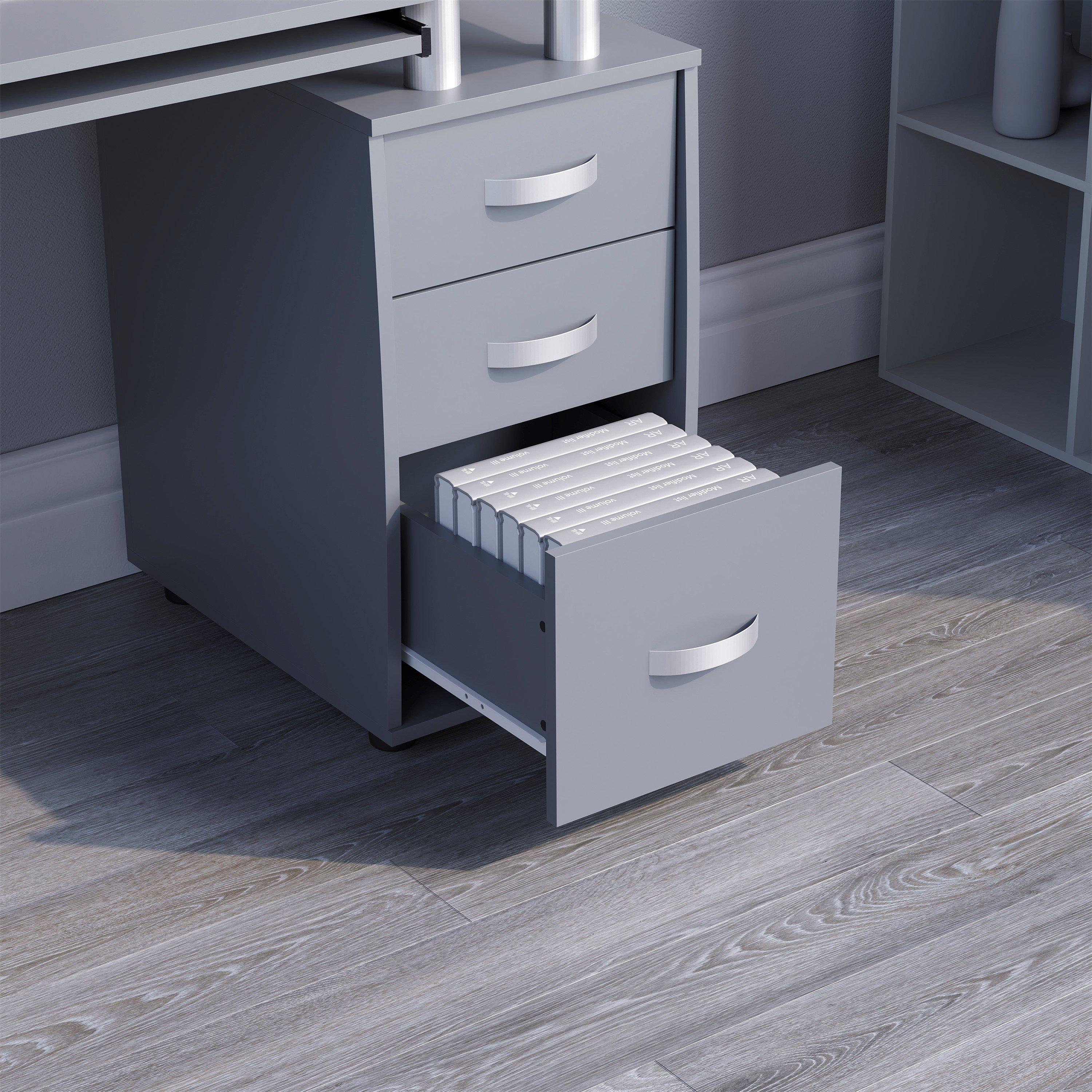 Grey - Lassic - Vida Designs Otley 3 Drawer Computer Desk - 6