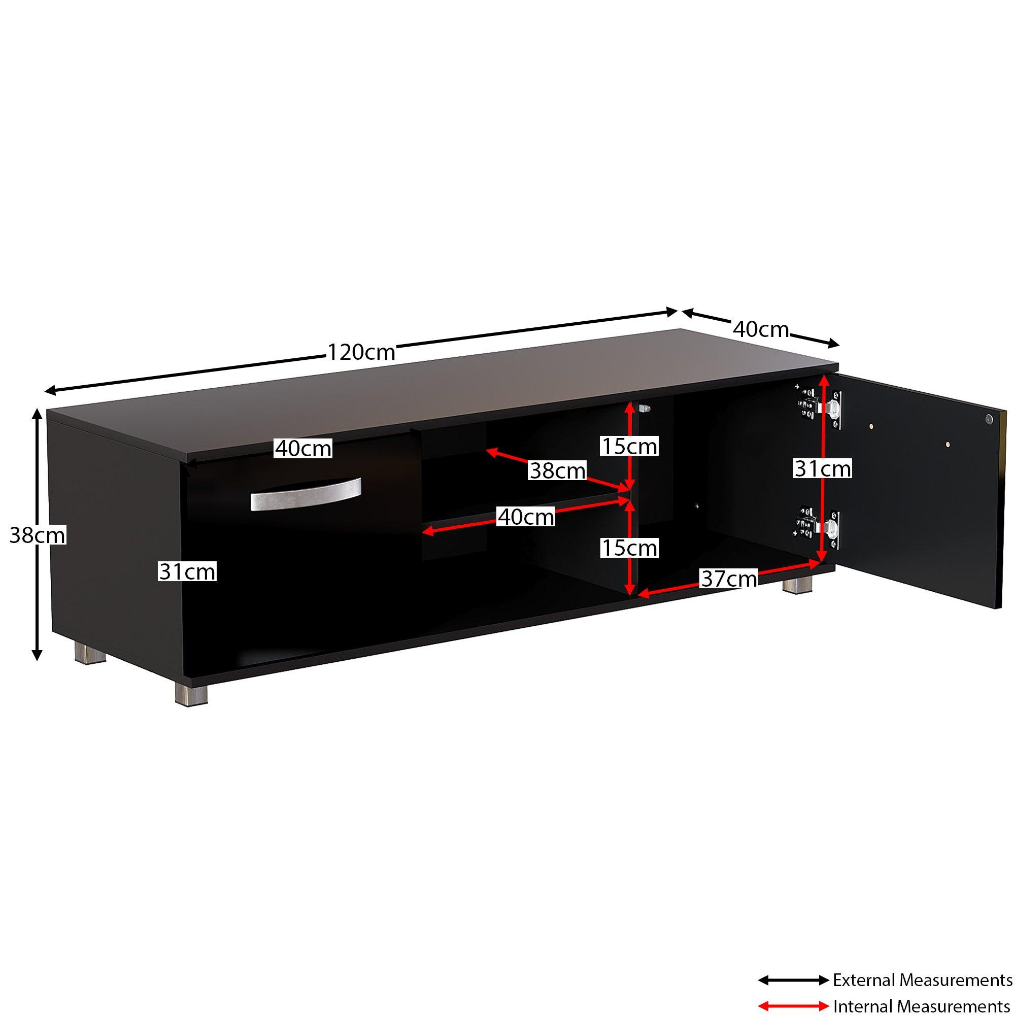 Black - Lassic - Vida Designs Cosmo 2 Door TV Unit 120cm - 2